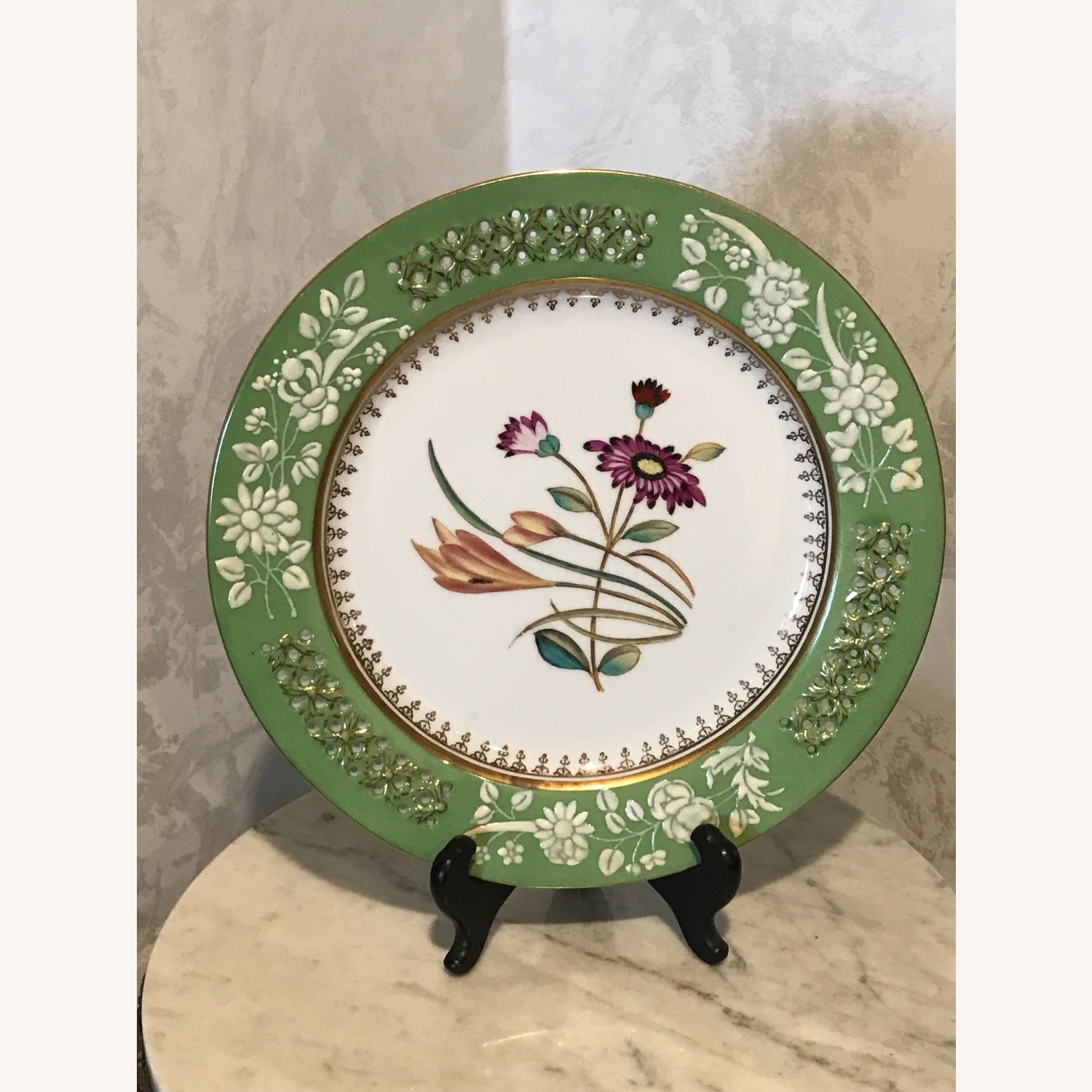Vintage Decorative Floral 11” Plate With Gold Trim - image-7