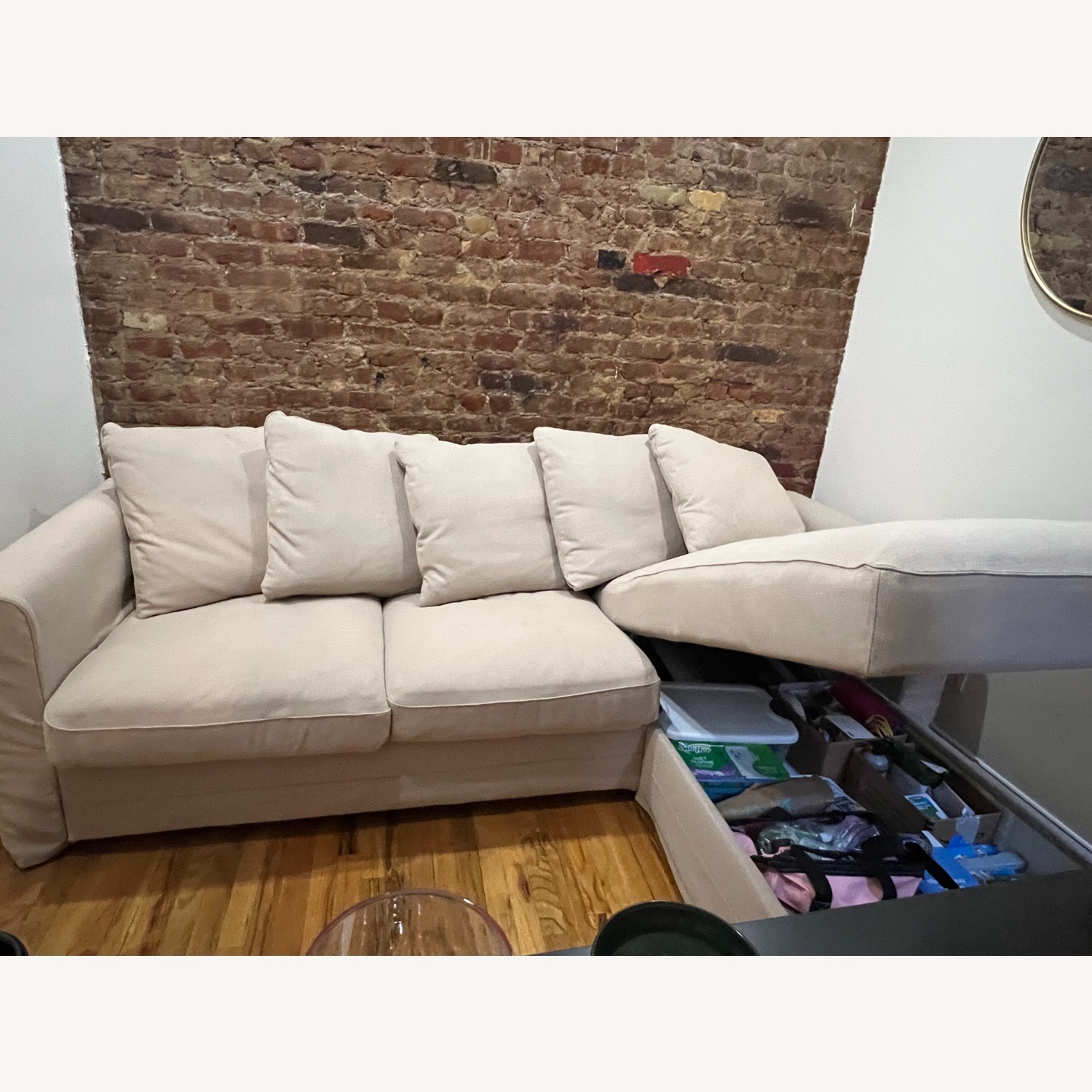 IKEA Harlanda Chaise Storage Sofa- Beige - image-2