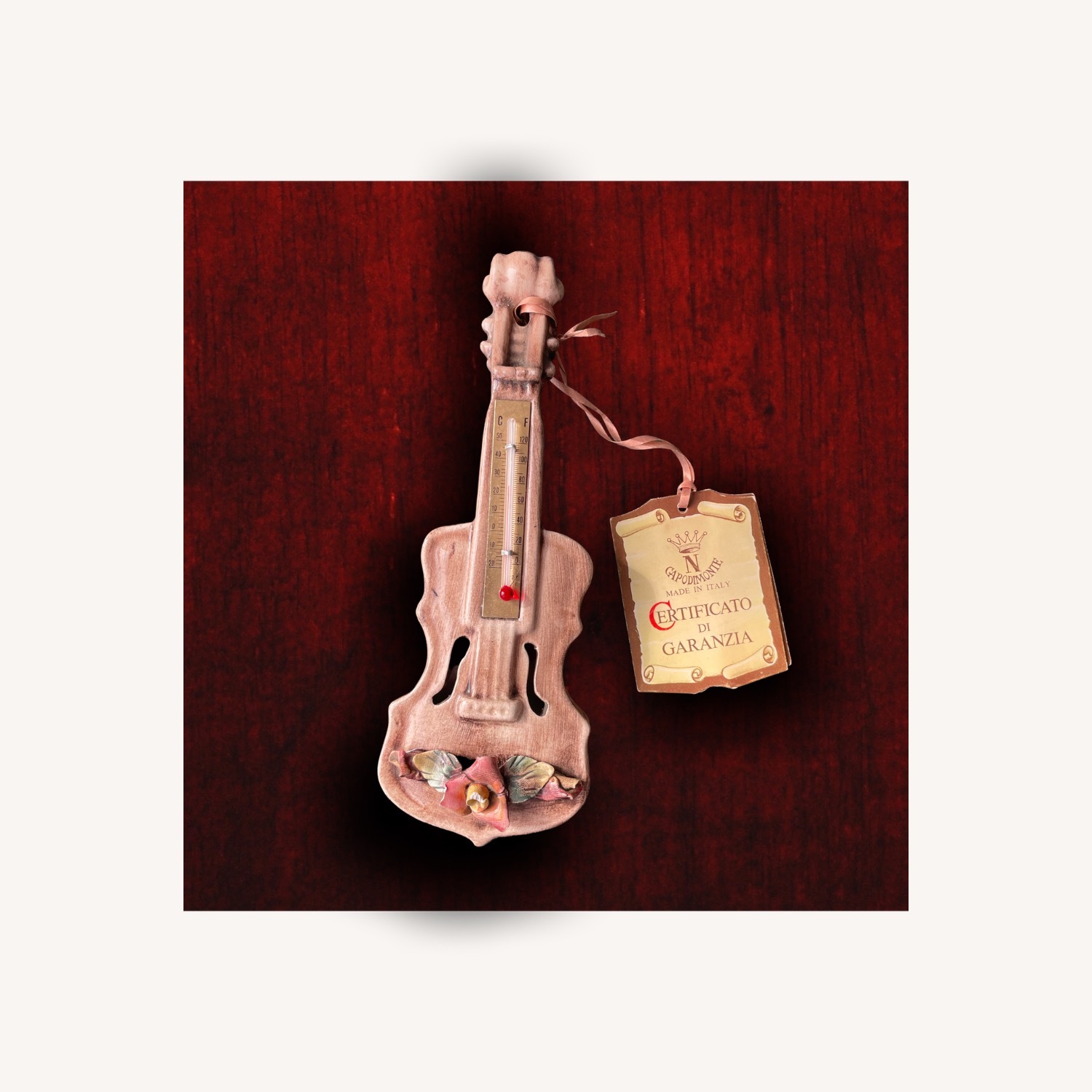 Vintage Capodimonte  Rare Guitar Thermometer - image-3