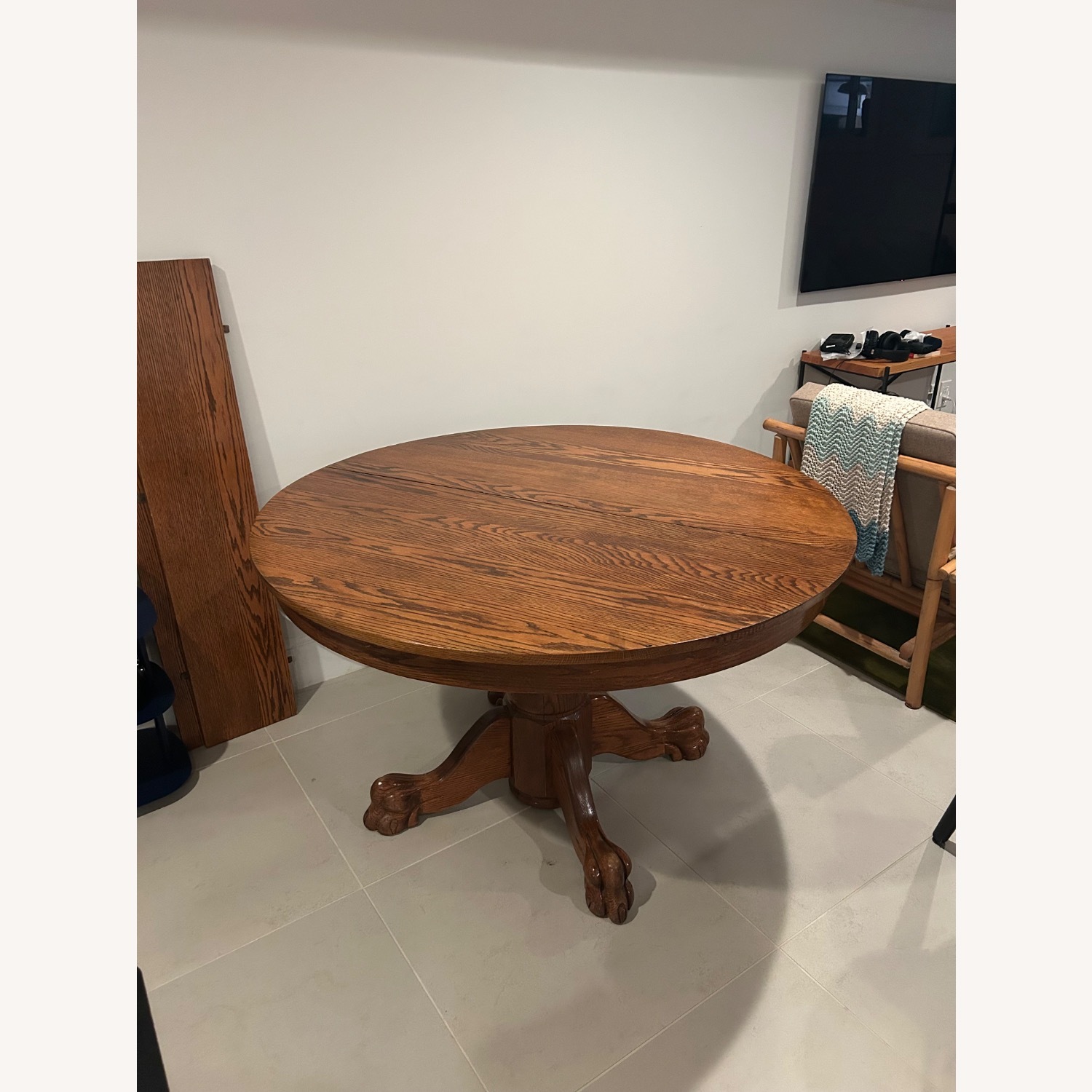 Antique Claw Foot Table with Leaves - image-1