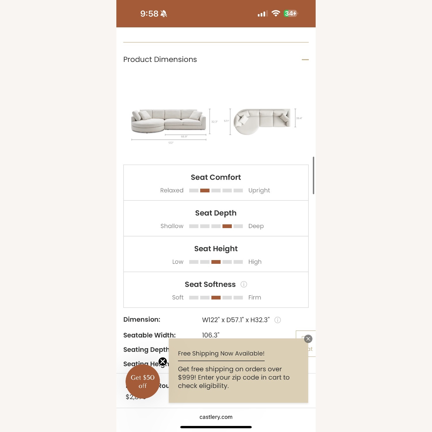 Castlery Hamilton Round Chaise Sectional Sofa - image-2