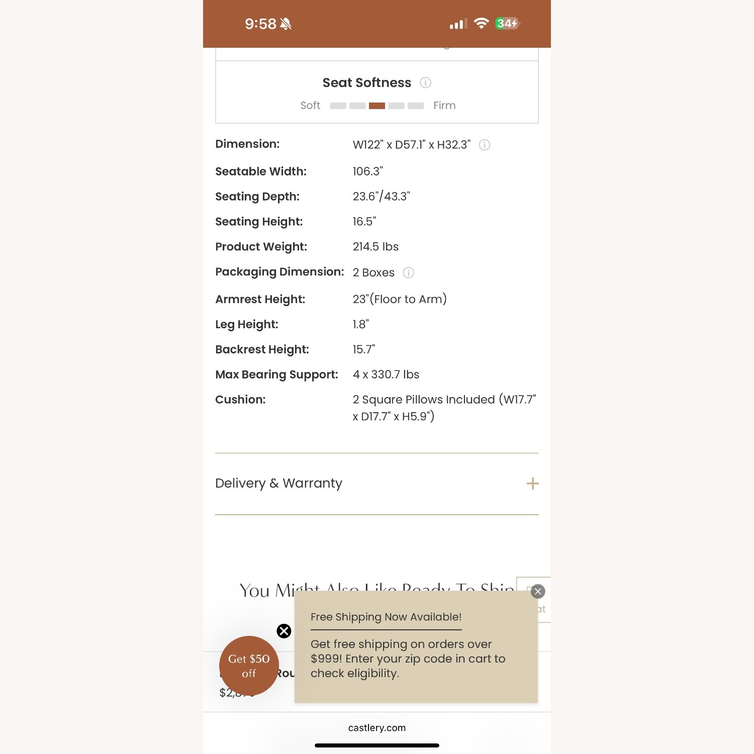 Castlery Hamilton Round Chaise Sectional Sofa - image-3