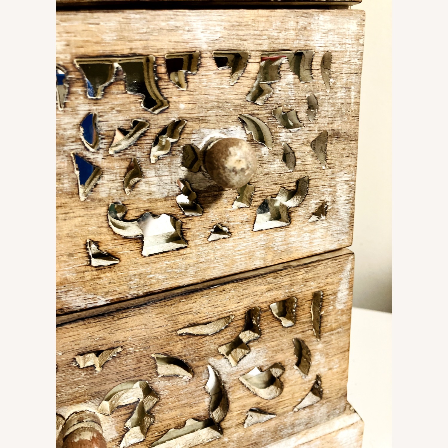 Rare Vintage Natural Wood Mirror inlaid Chest - image-9