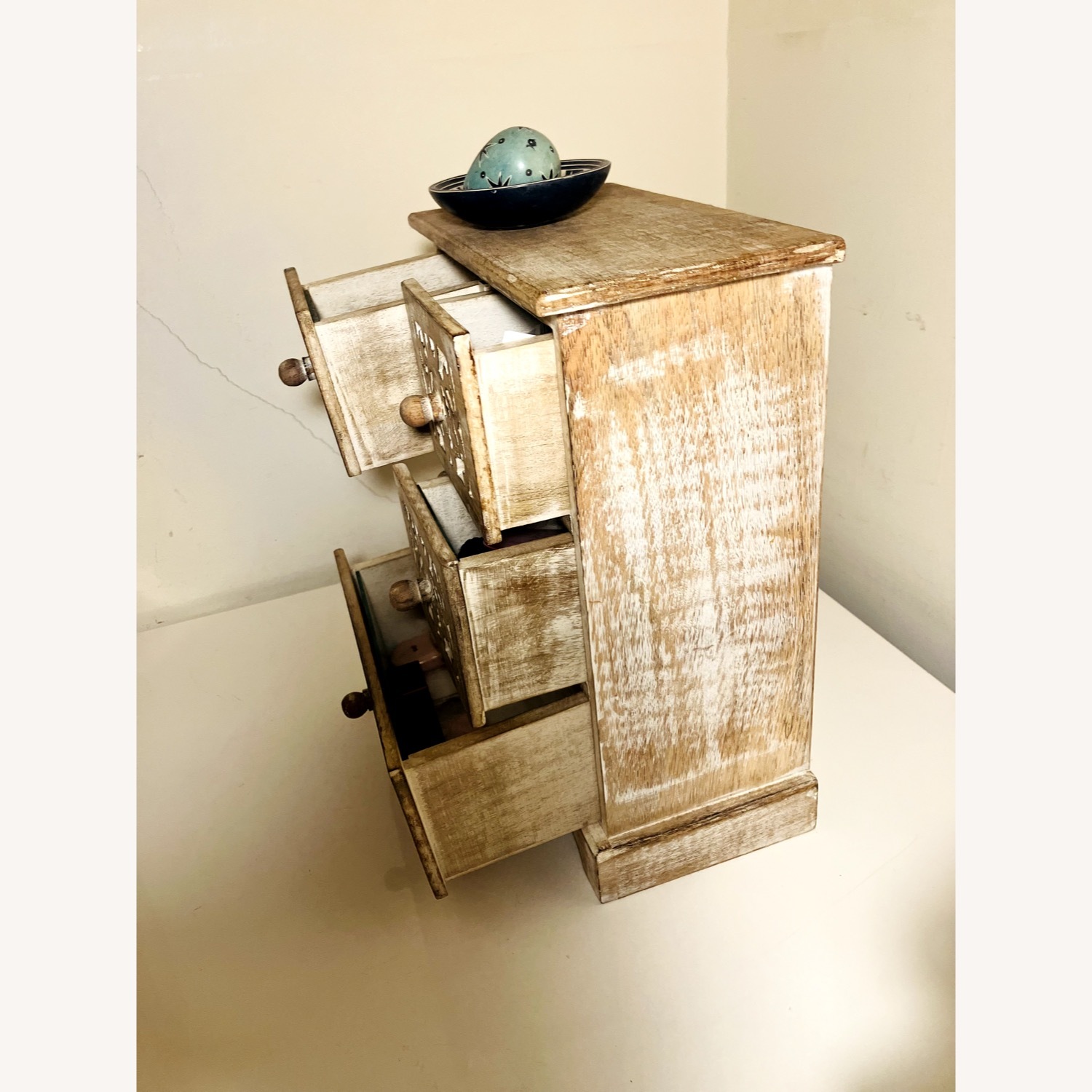 Rare Vintage Natural Wood Mirror inlaid Chest - image-4