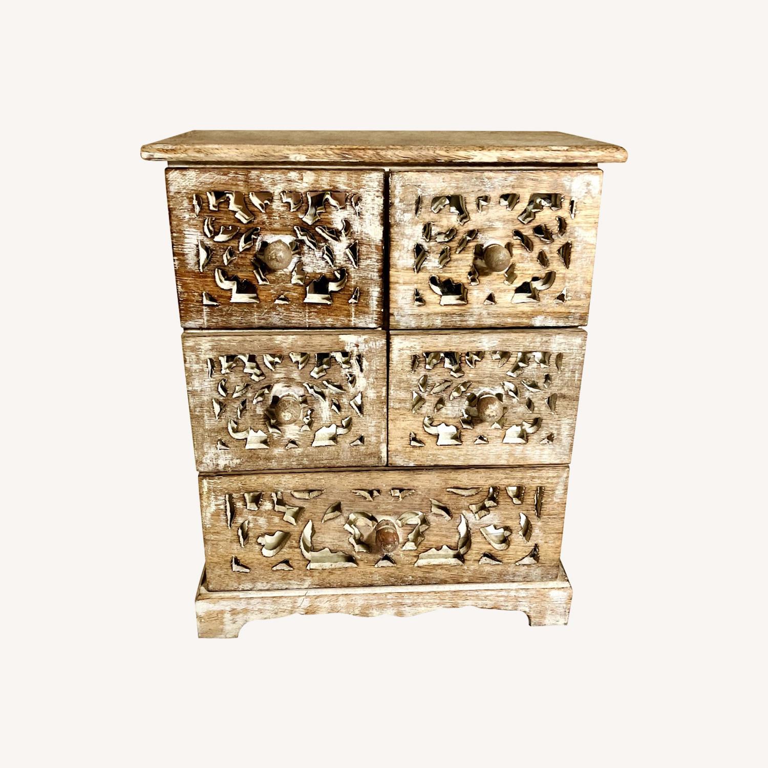 Rare Vintage Natural Wood Mirror inlaid Chest - image-0