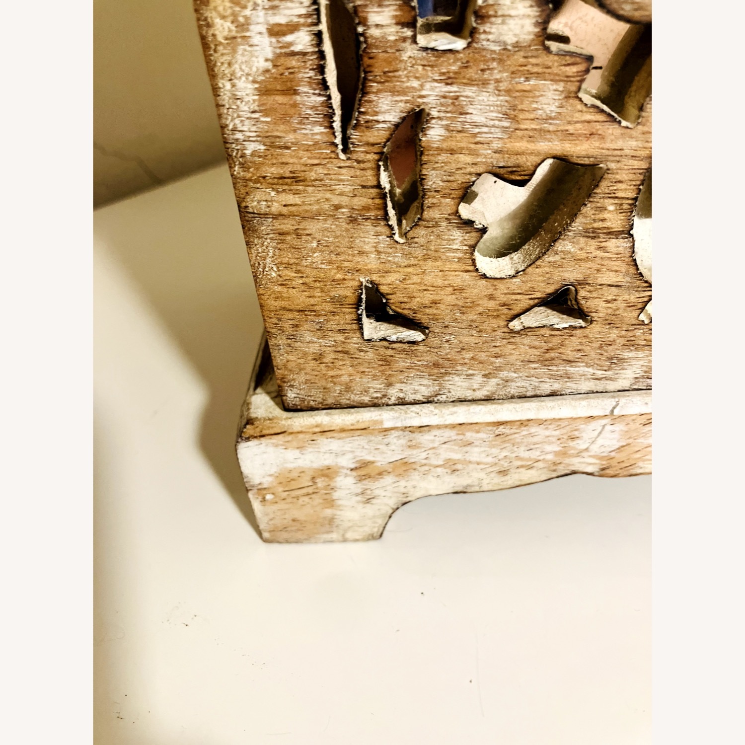 Rare Vintage Natural Wood Mirror inlaid Chest - image-10