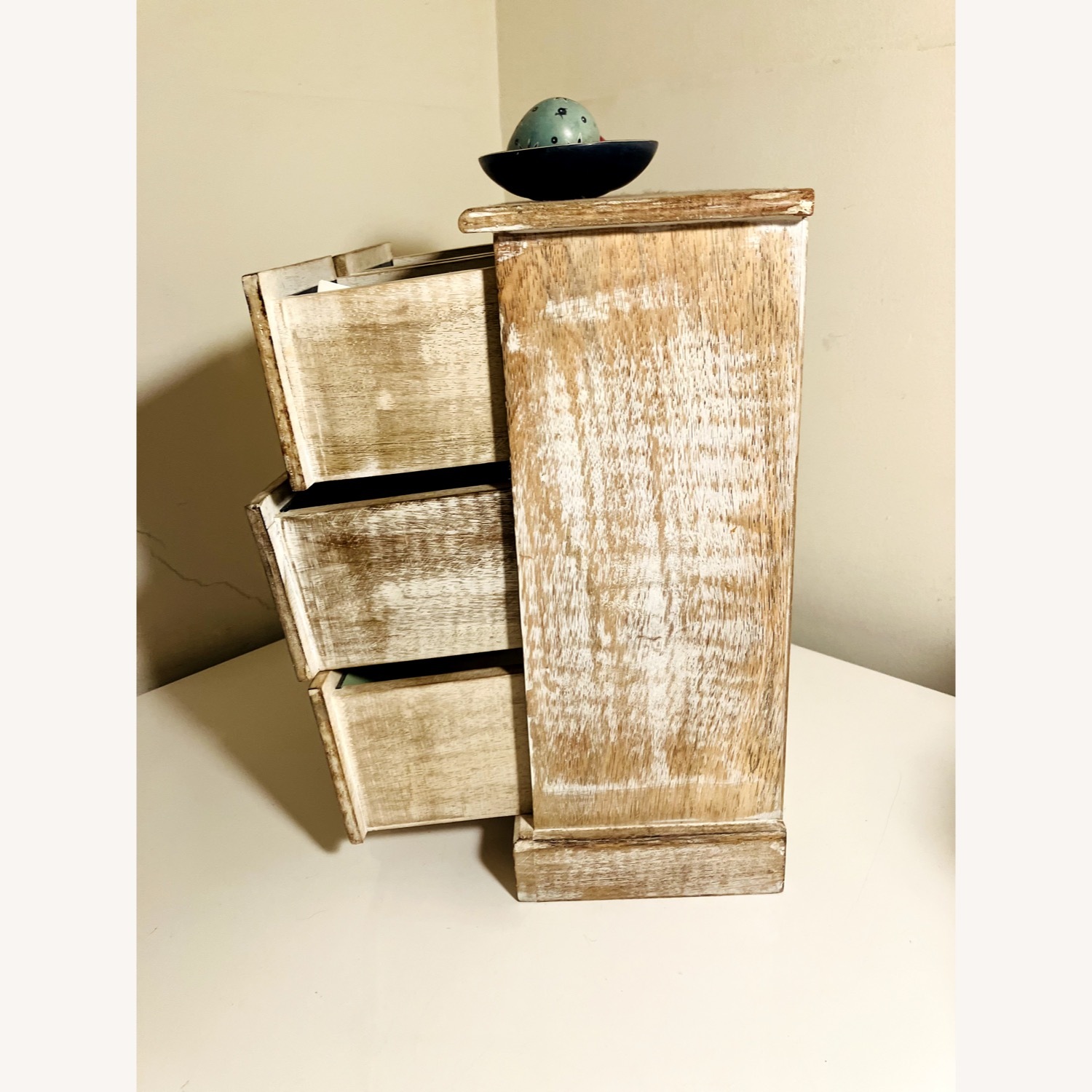 Rare Vintage Natural Wood Mirror inlaid Chest - image-5