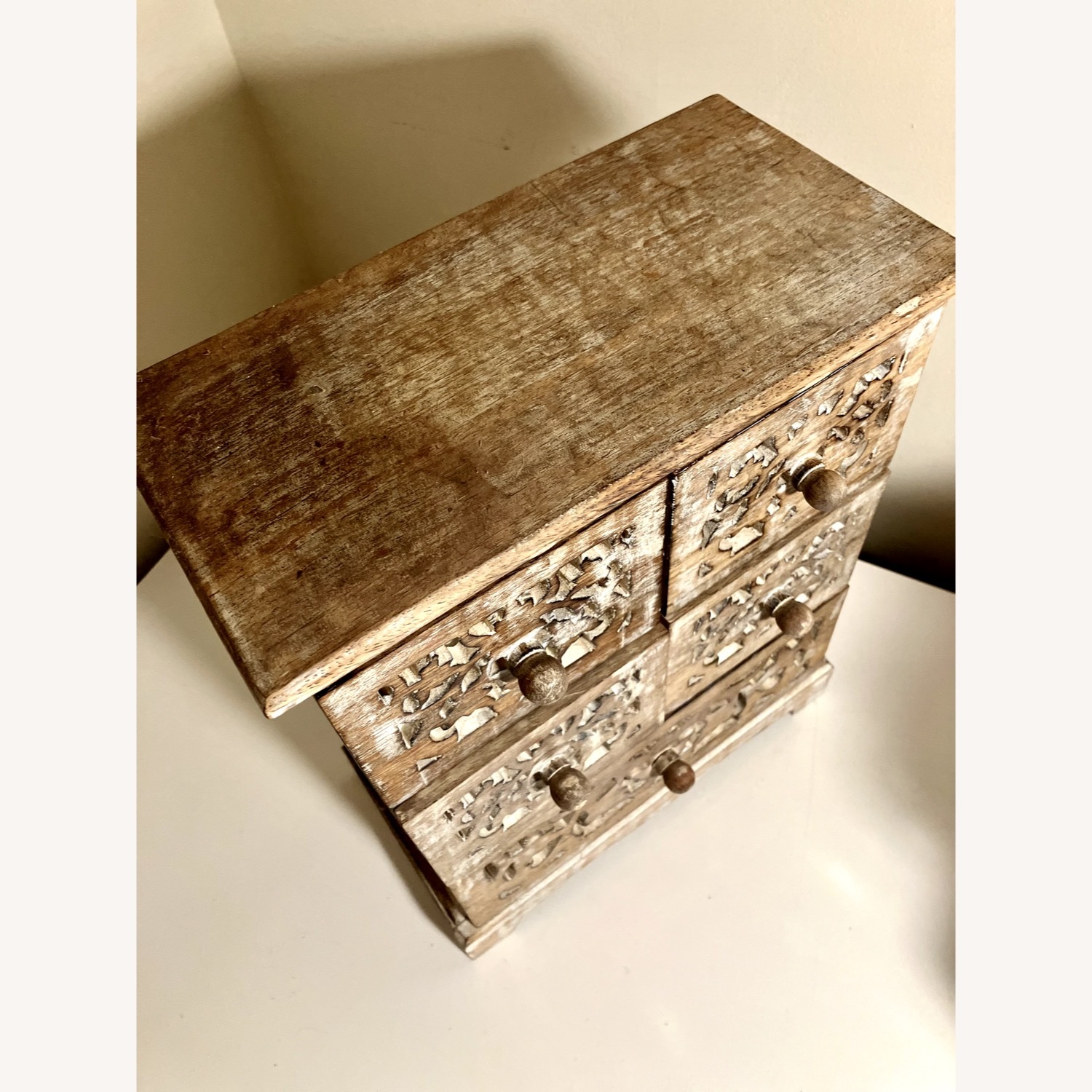 Rare Vintage Natural Wood Mirror inlaid Chest - image-13