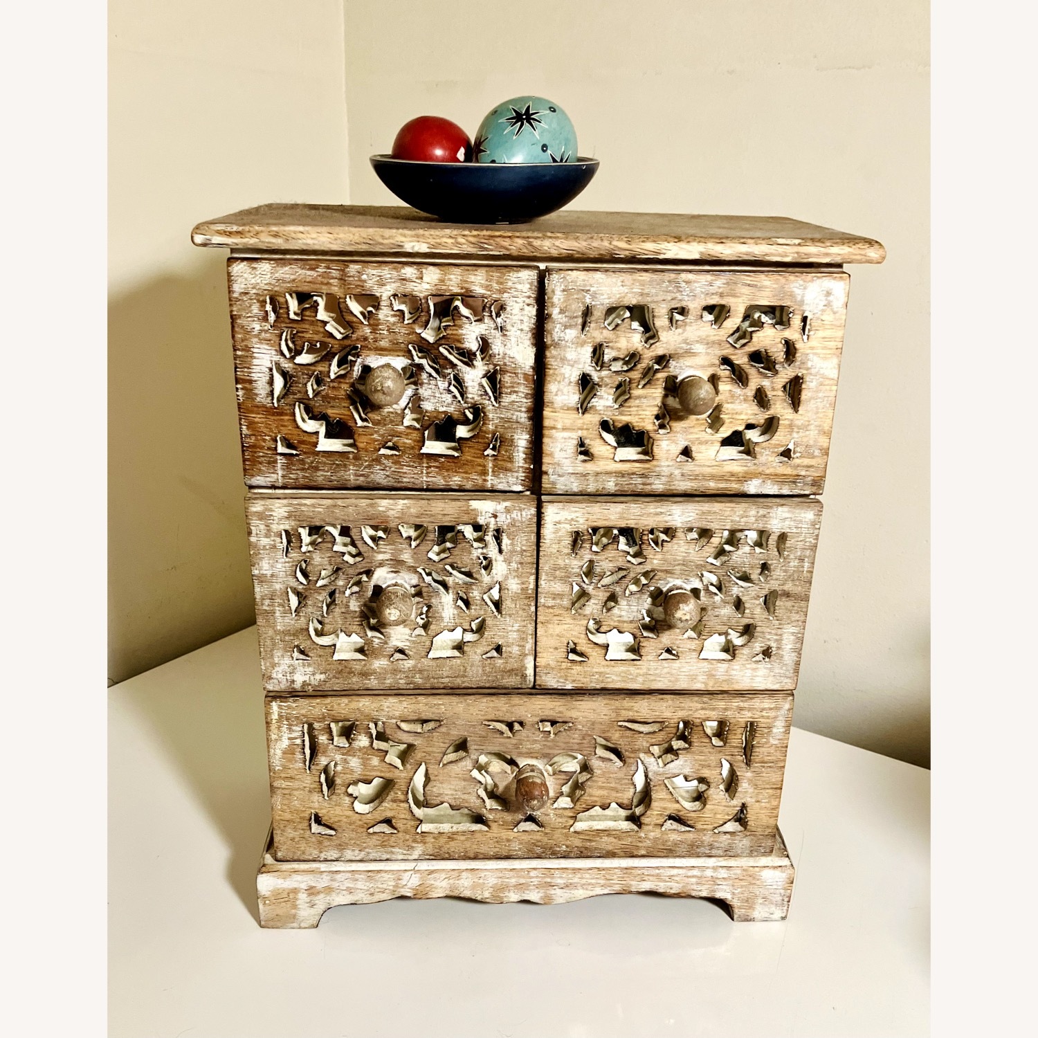 Rare Vintage Natural Wood Mirror inlaid Chest - image-14