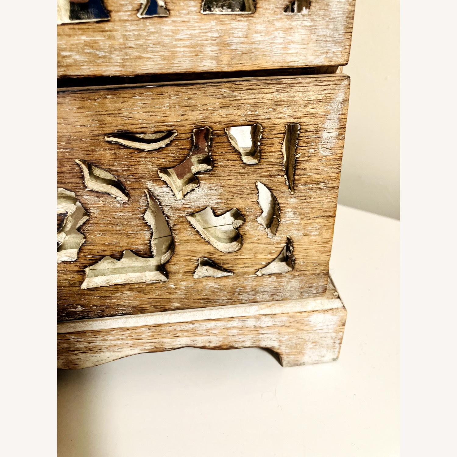 Rare Vintage Natural Wood Mirror inlaid Chest - image-11