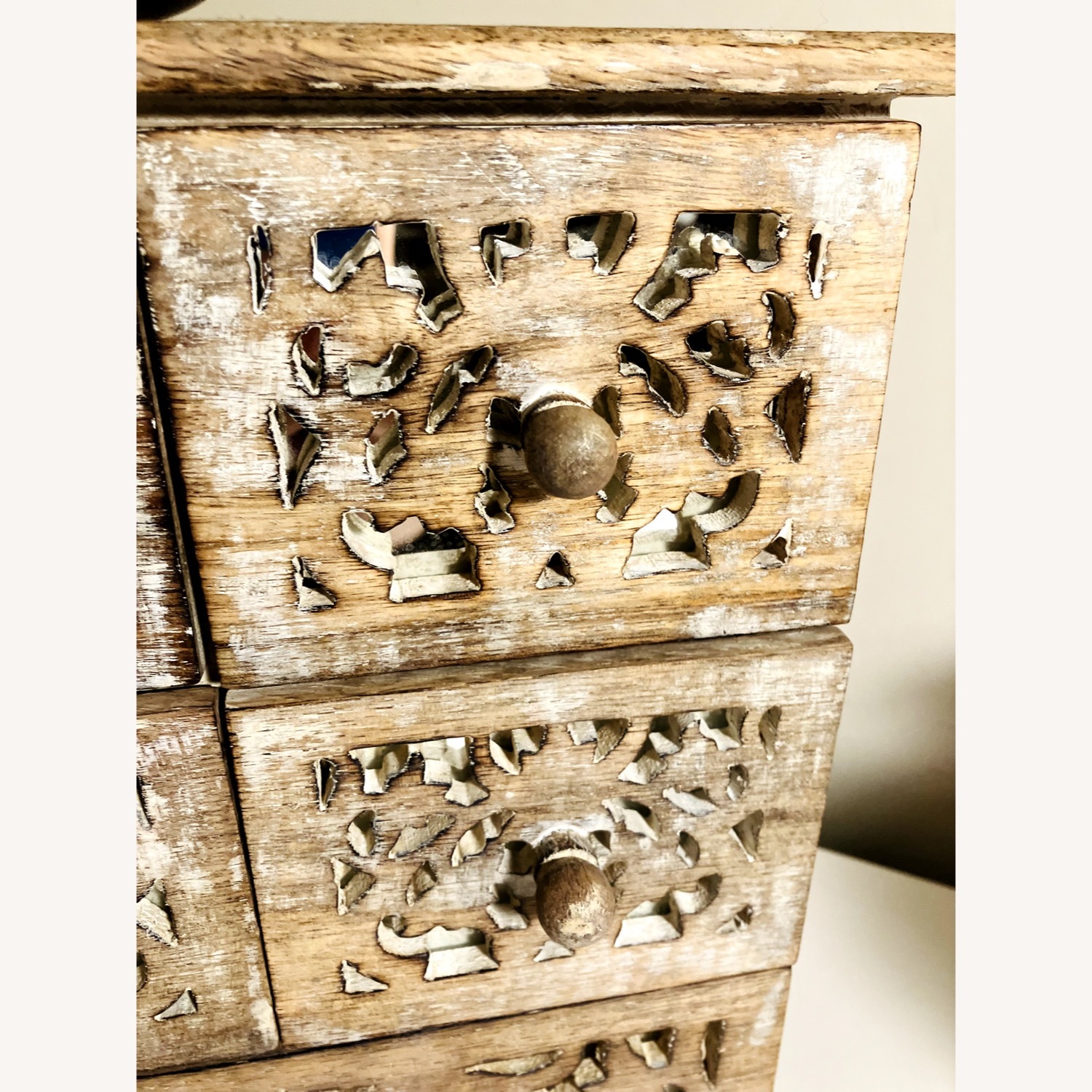 Rare Vintage Natural Wood Mirror inlaid Chest - image-2