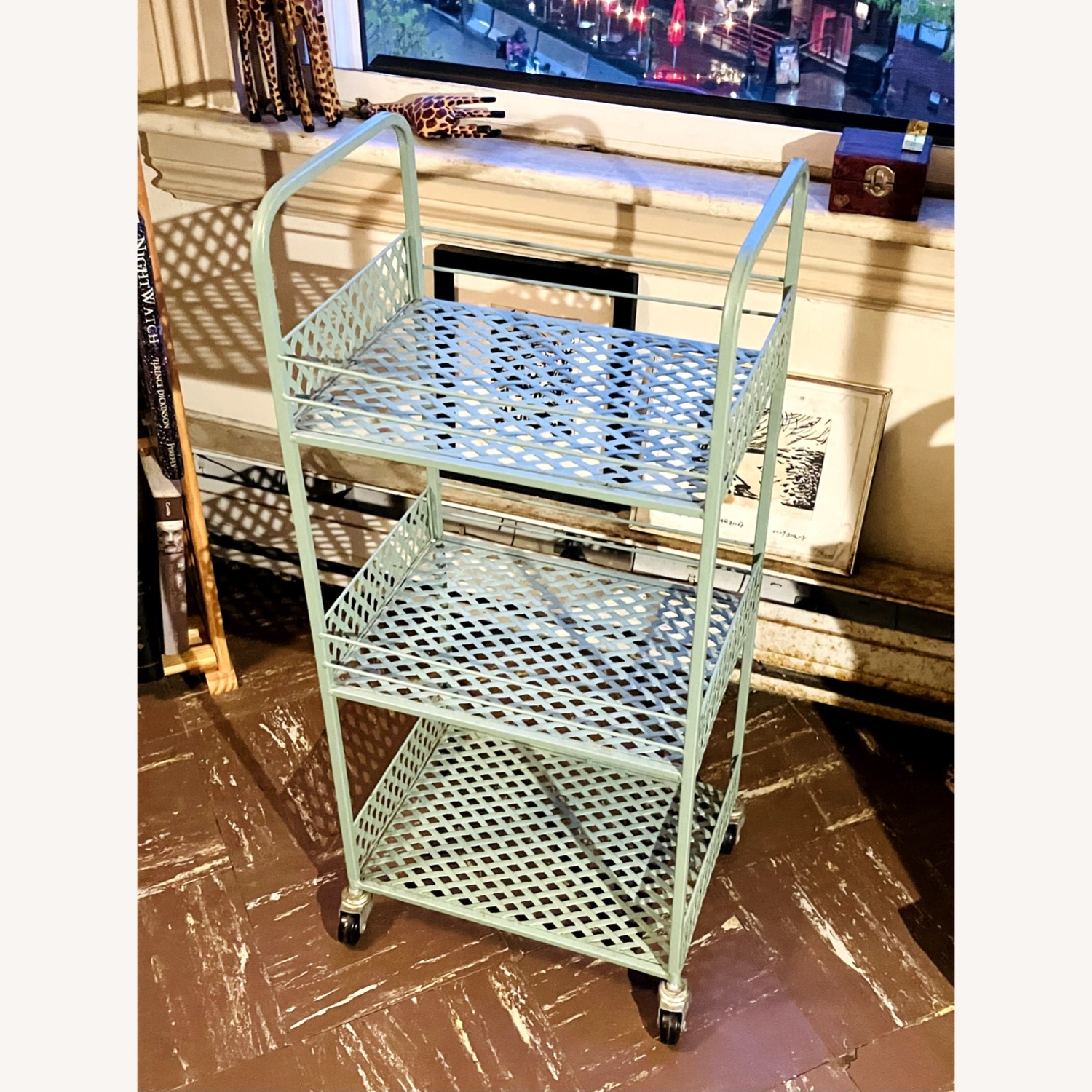 Green 3-tier Langley Metal Rolling Storage Cart - image-9