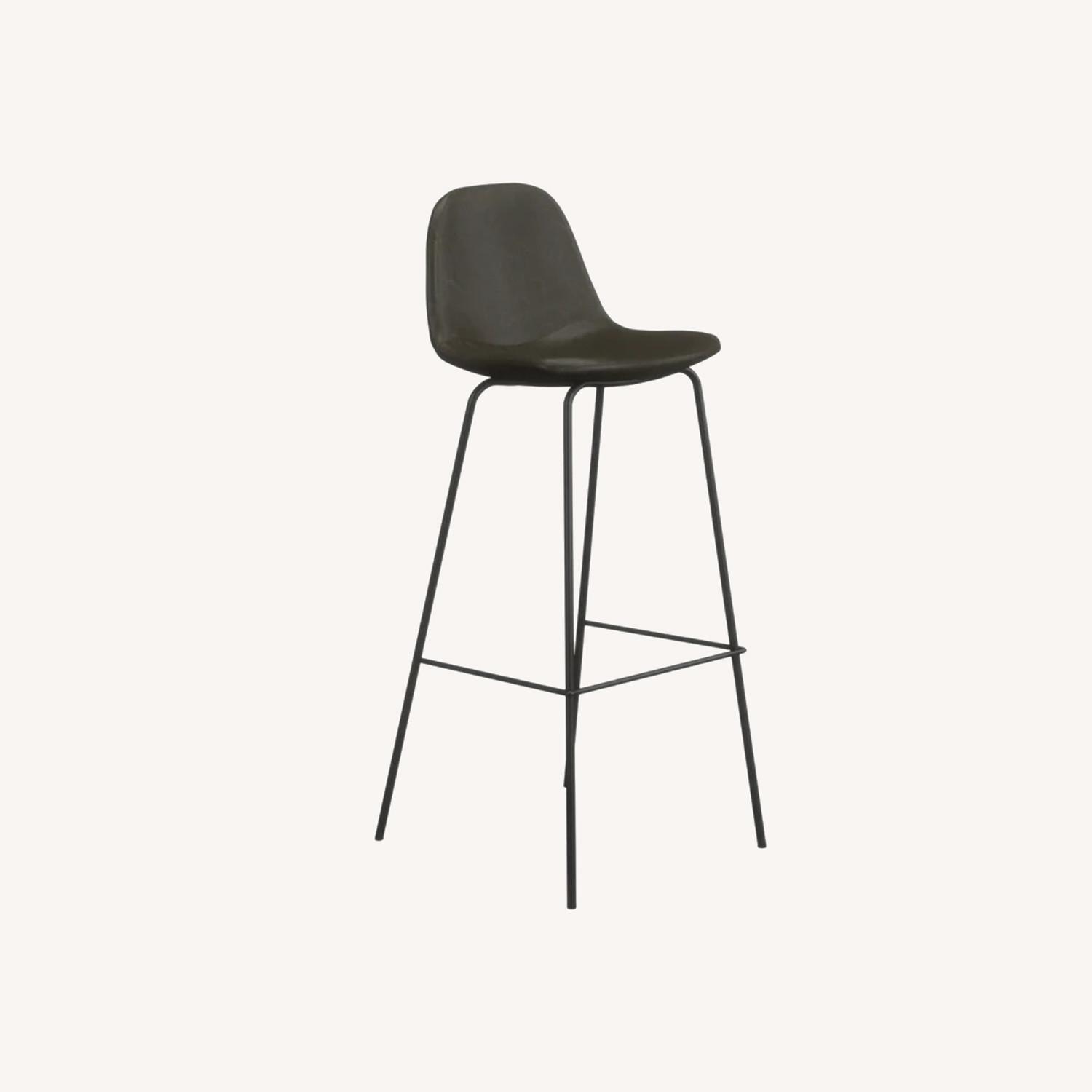 Charcoal Leather Bar Stools - image-0