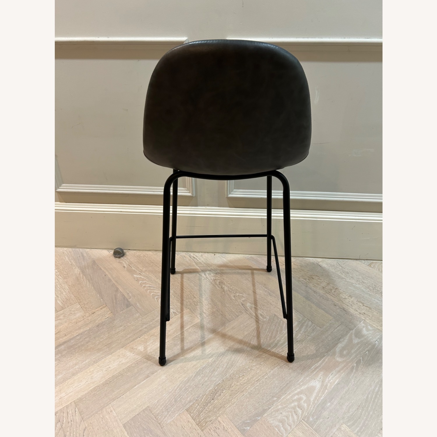 Charcoal Leather Bar Stools - image-5
