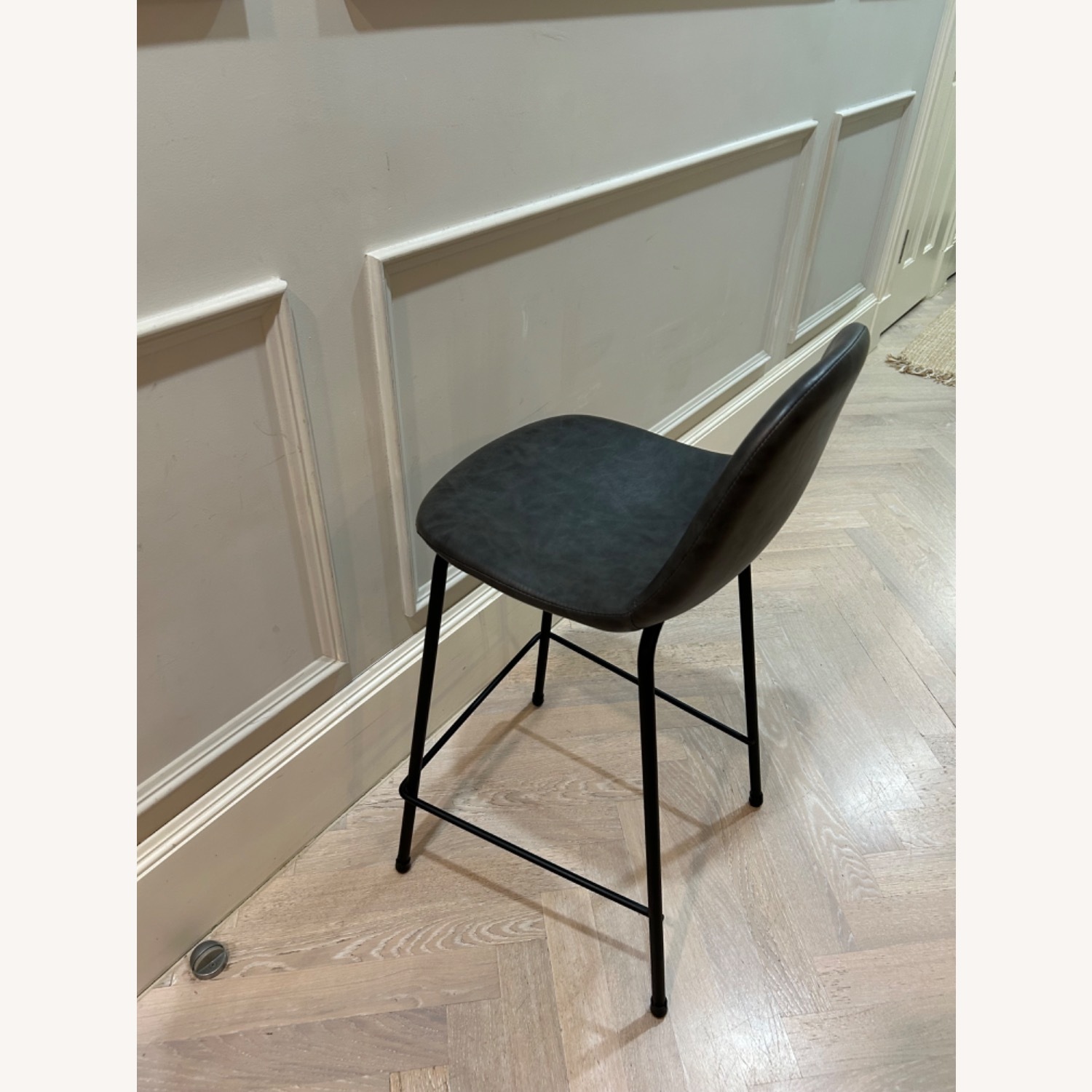 Charcoal Leather Bar Stools - image-4