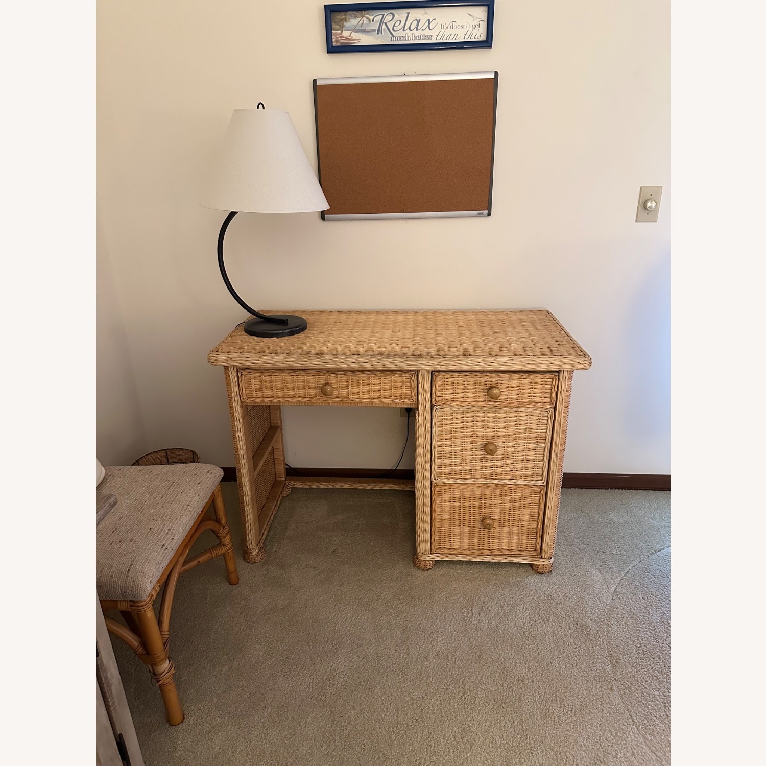 Vintage Wicker Desk and Chair - image-3