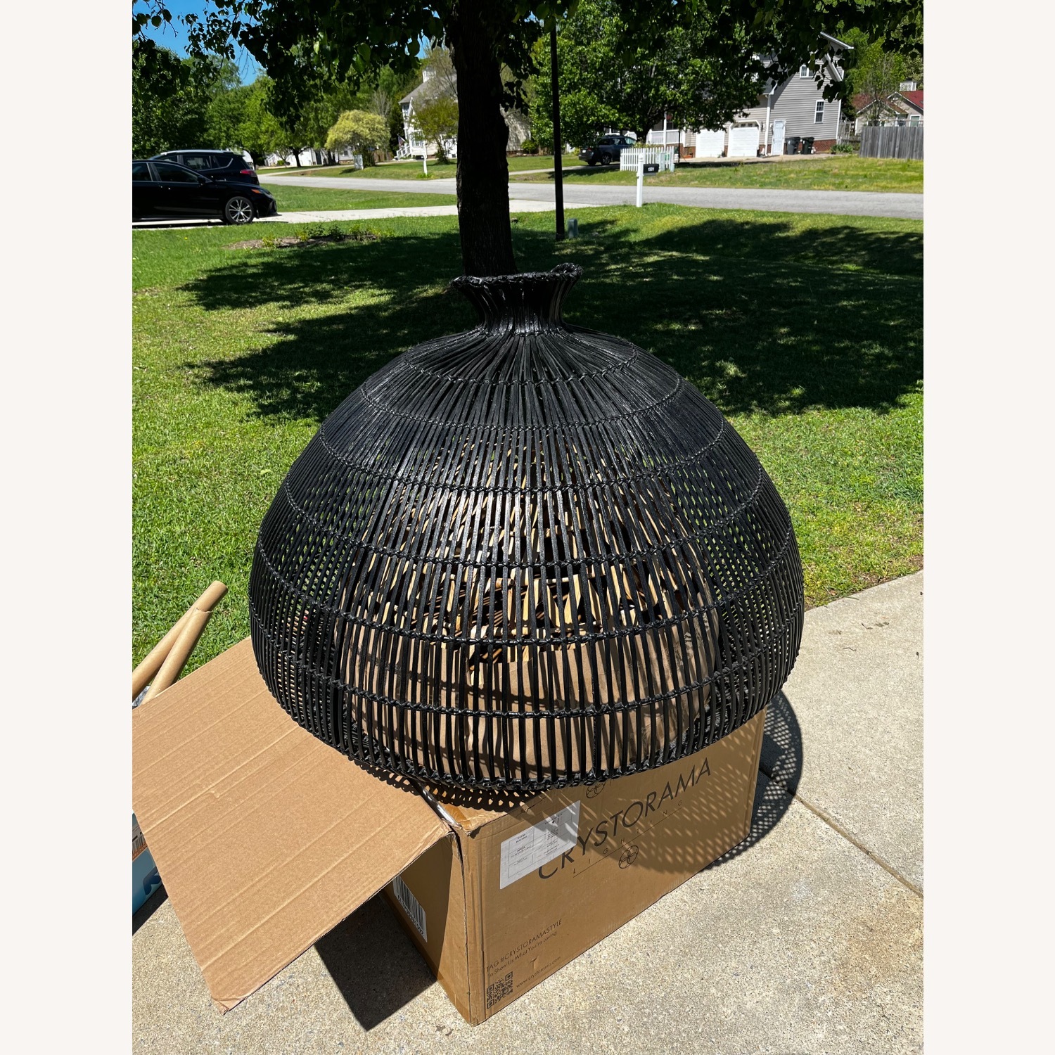 Rimini Pendant Natural and Black Stained Rattan - image-5