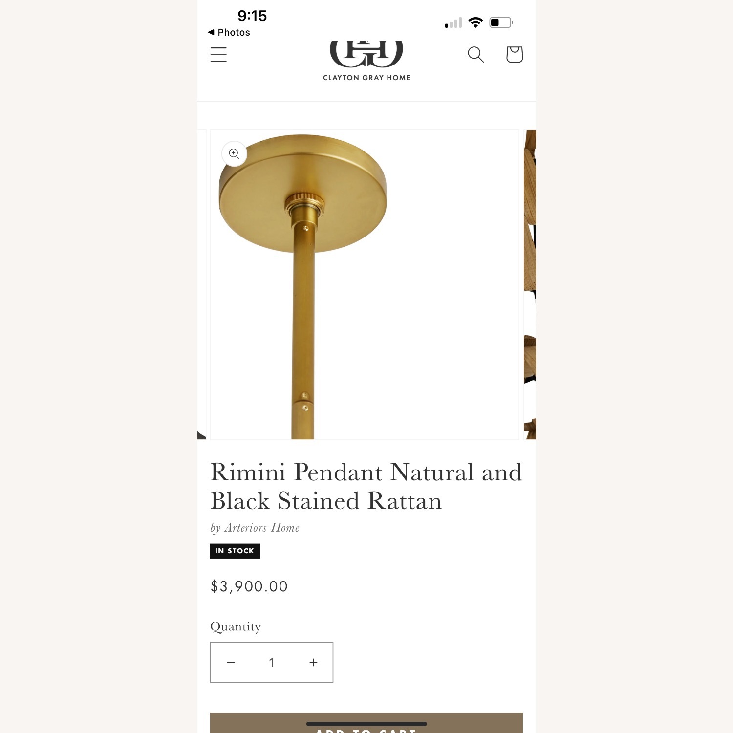 Rimini Pendant Natural and Black Stained Rattan - image-4