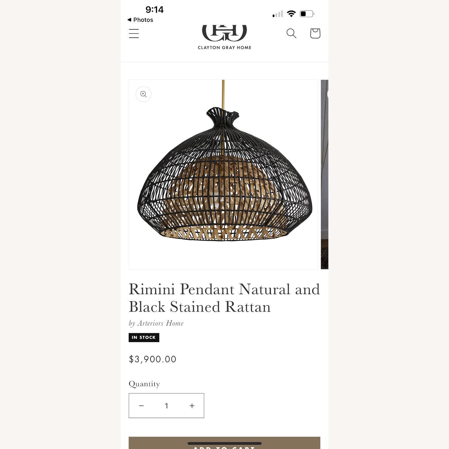 Rimini Pendant Natural and Black Stained Rattan - image-2