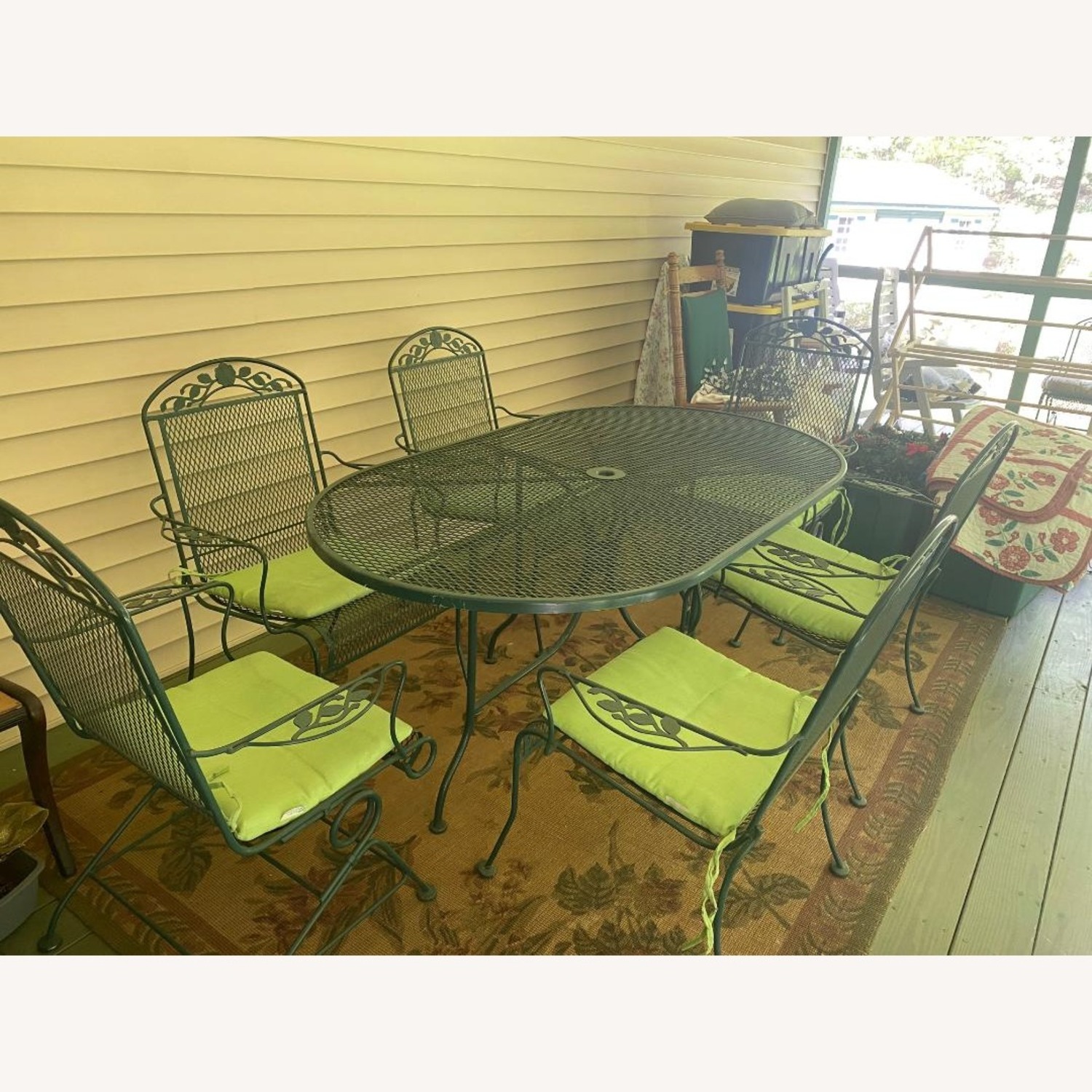 Rectangular Patio Table with 6 Chairs (2 spring) - image-1