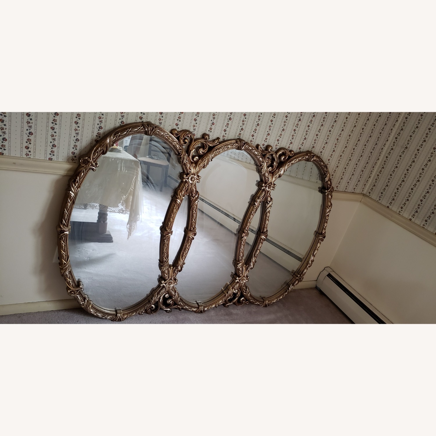 Elegant Gold Triple Oval Wall Mirror - image-1