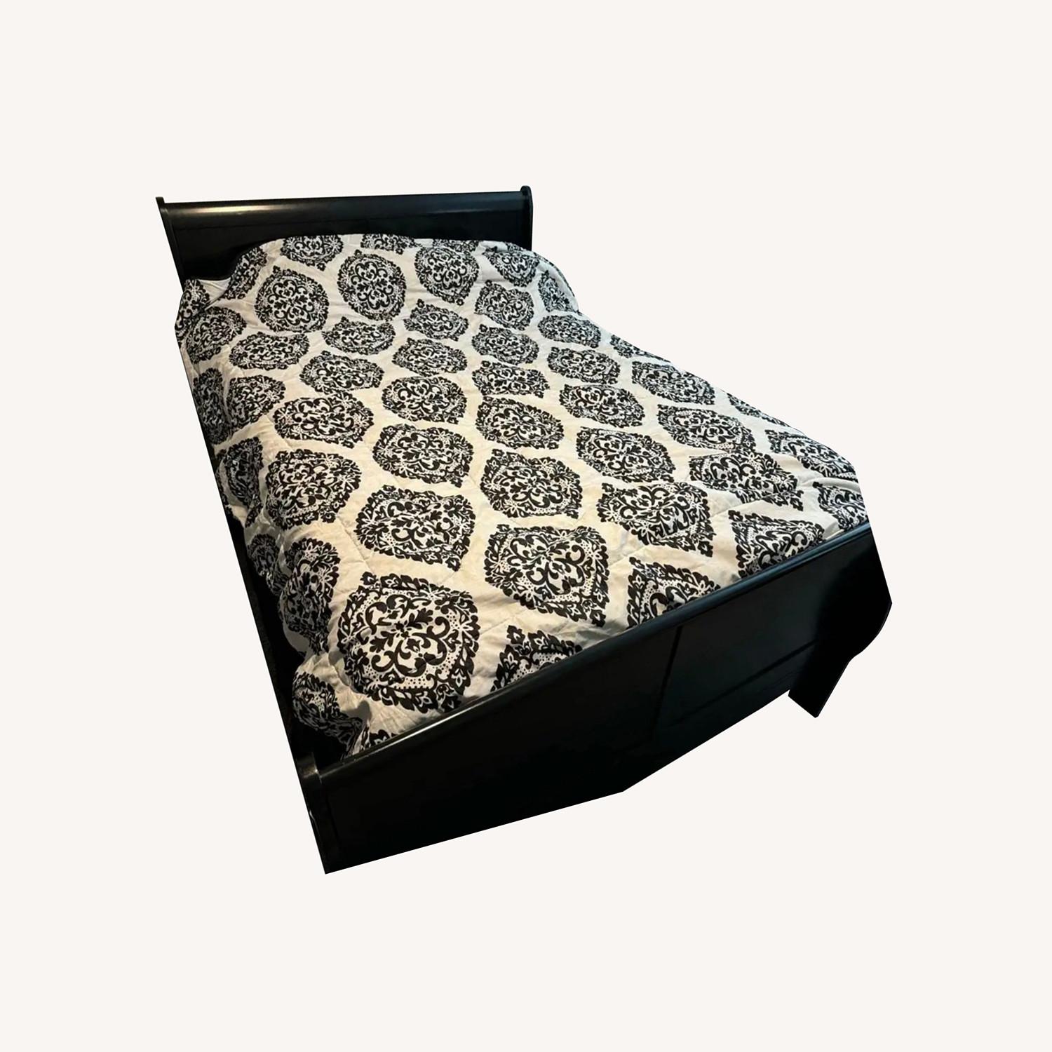 Black Full Size Sleigh Bed Frame - image-0