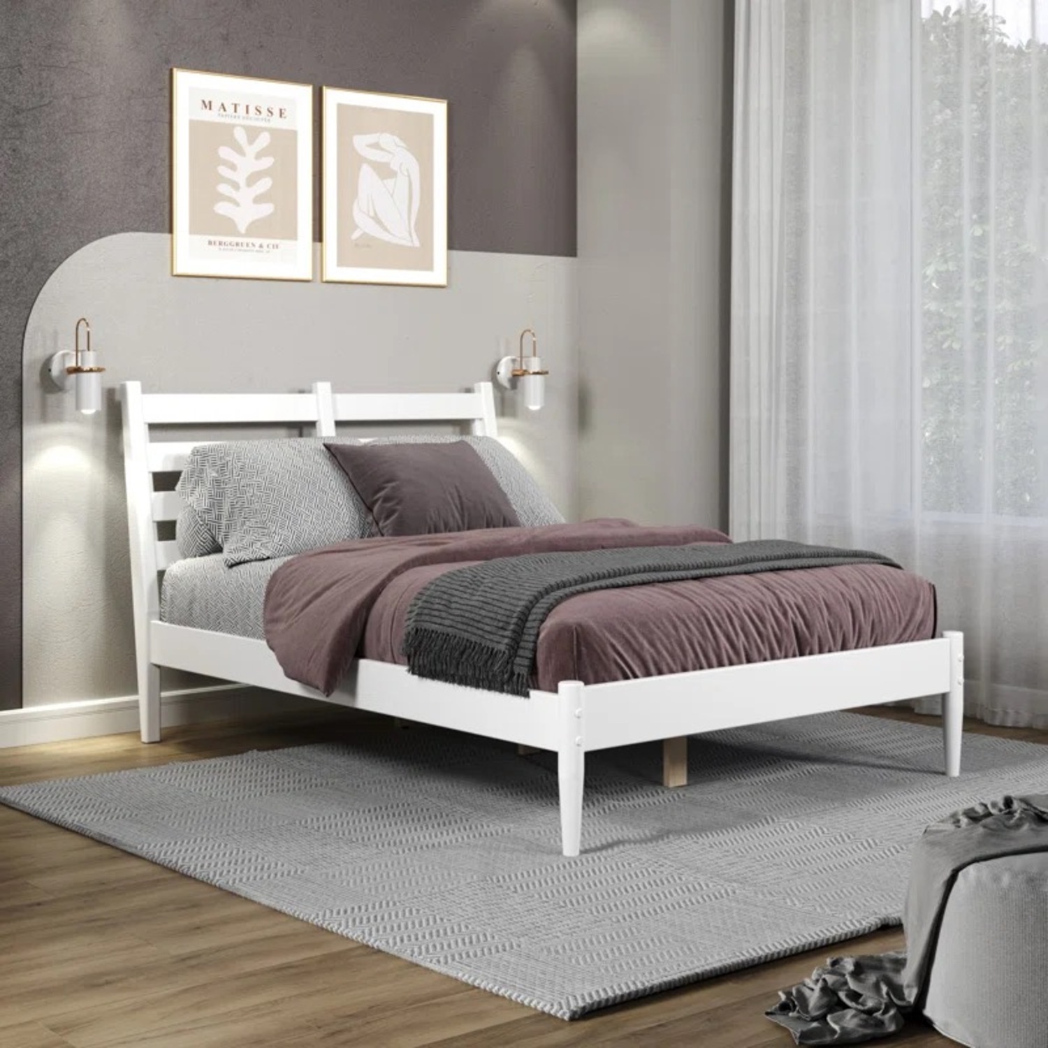 Wayfair White Wood Platform Full Bed Frame - image-1