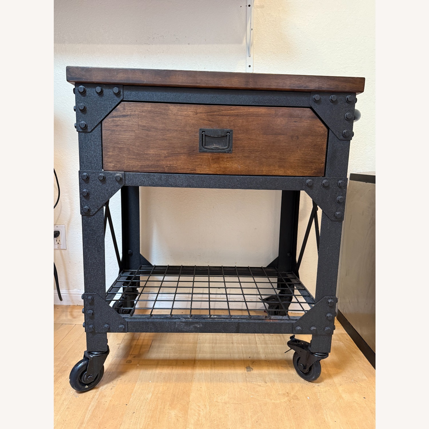 Solid Wood Dark Brown Kitchen Cart - image-1