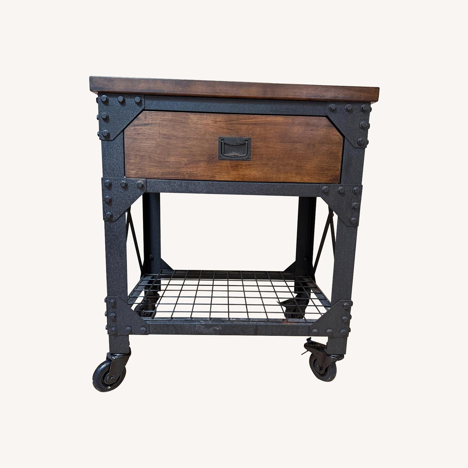 Solid Wood Dark Brown Kitchen Cart - image-0