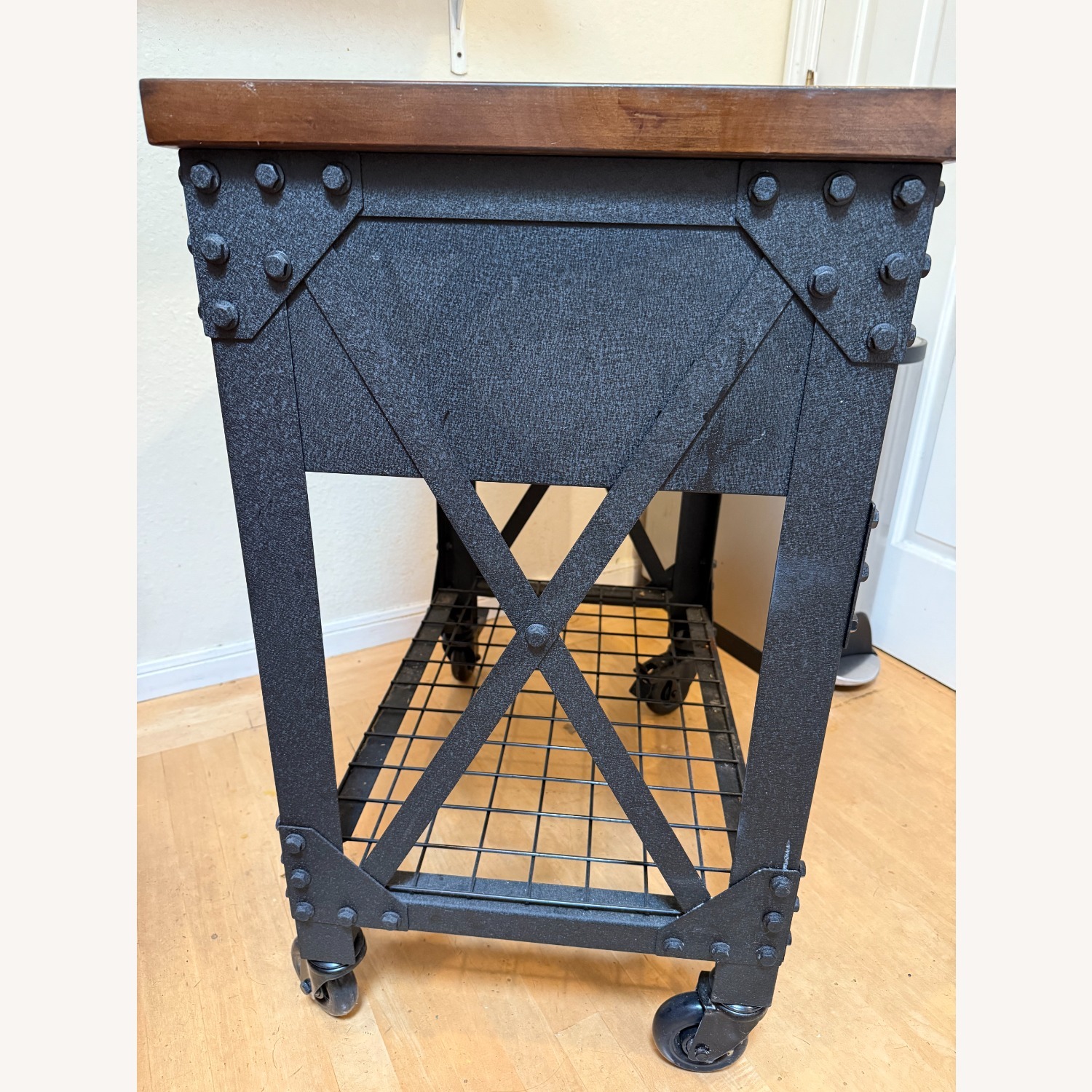 Solid Wood Dark Brown Kitchen Cart - image-2