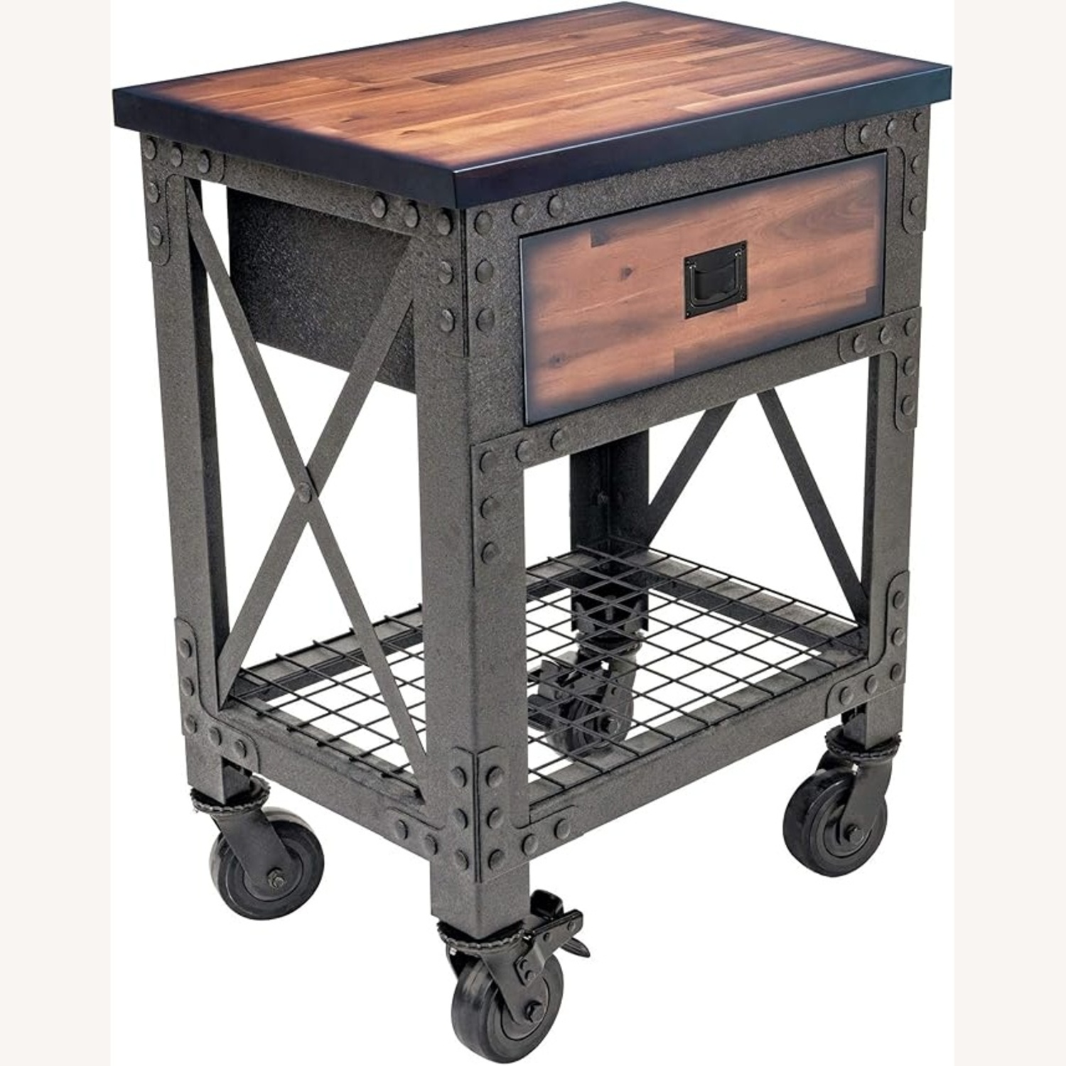 Solid Wood Dark Brown Kitchen Cart - image-5
