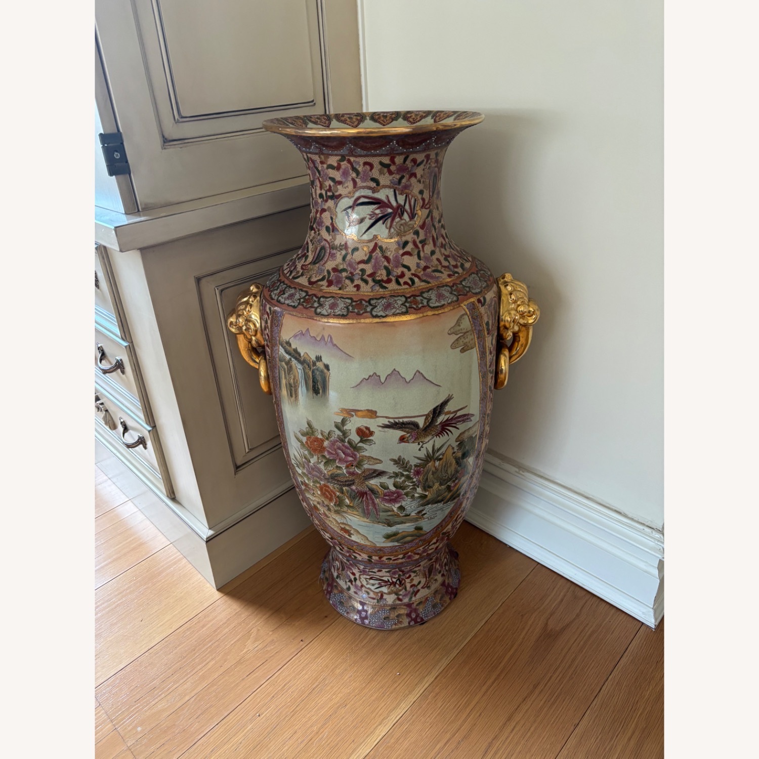 Painted Gold and Pink Urn - image-2