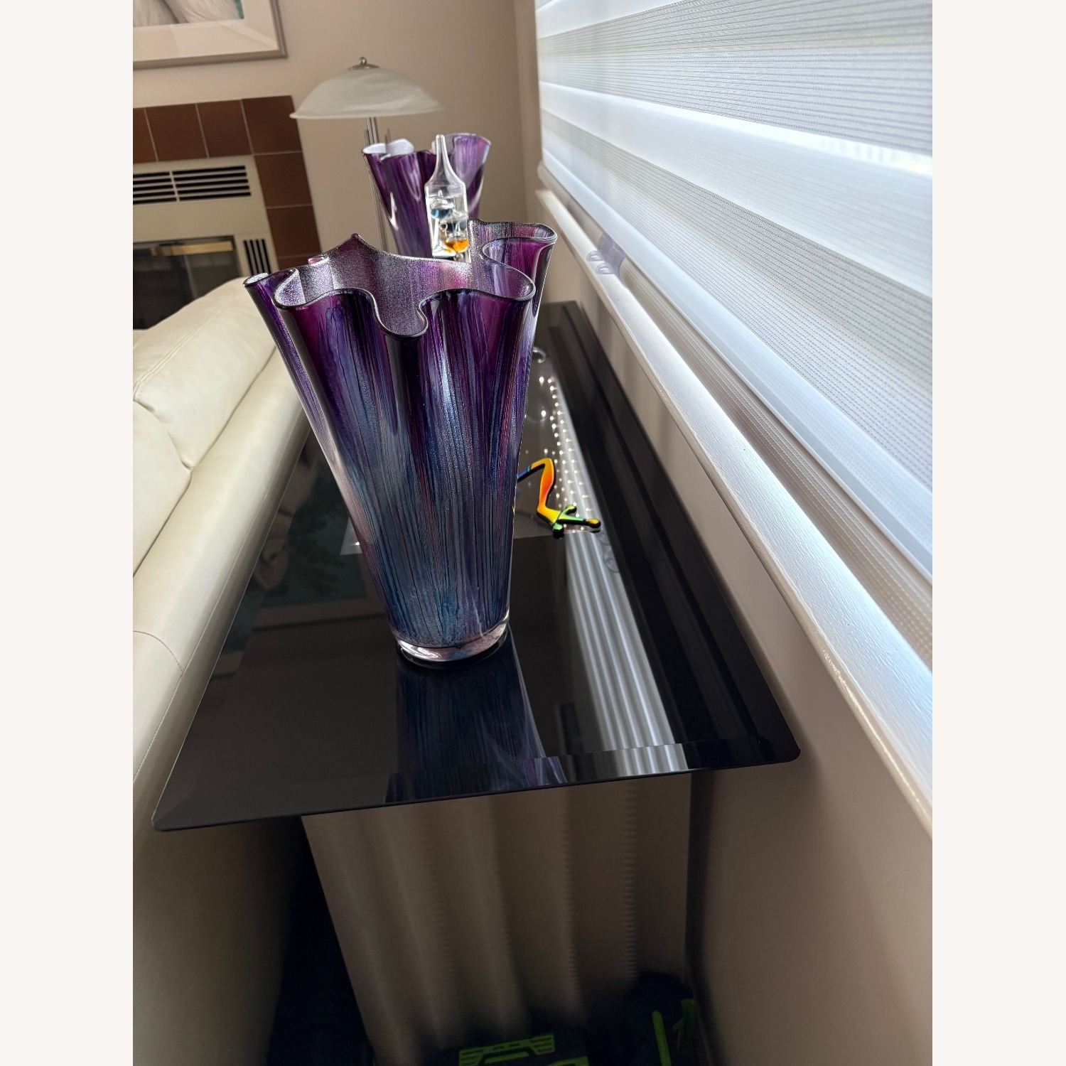 Black Glass Top Sofa Table - image-3