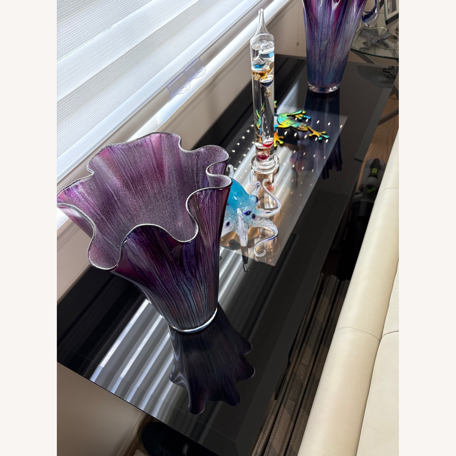 Black Glass Top Sofa Table - image-2