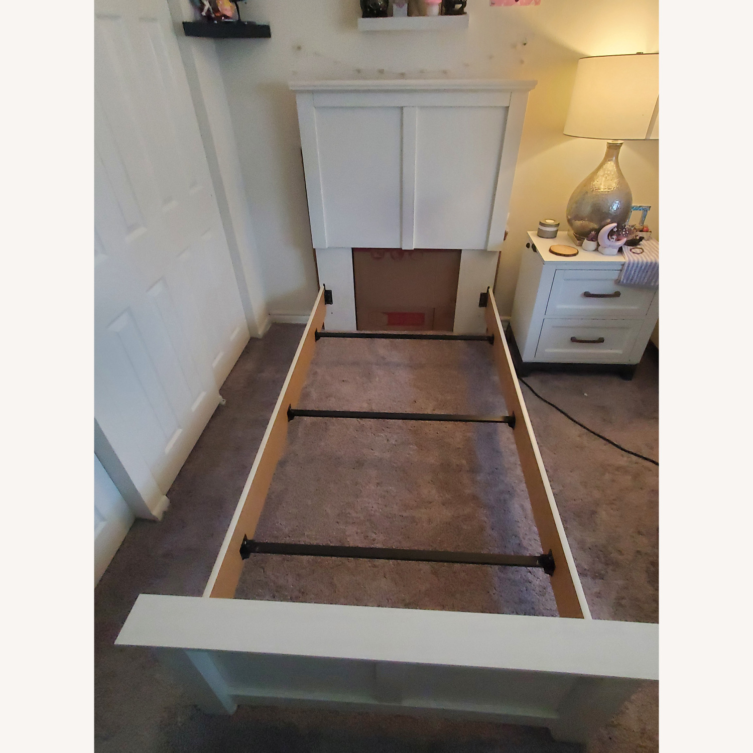 White Twin Bed Frame - image-1