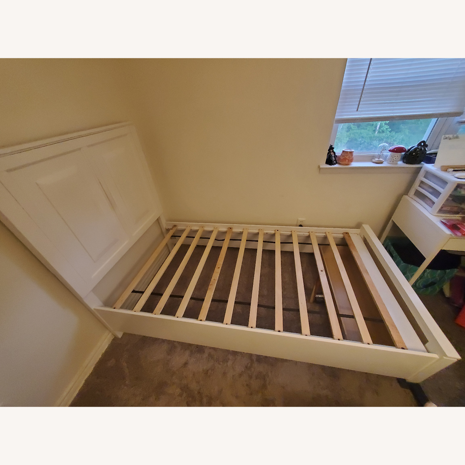 White Twin Bed Frame with Storage Drawer - image-2