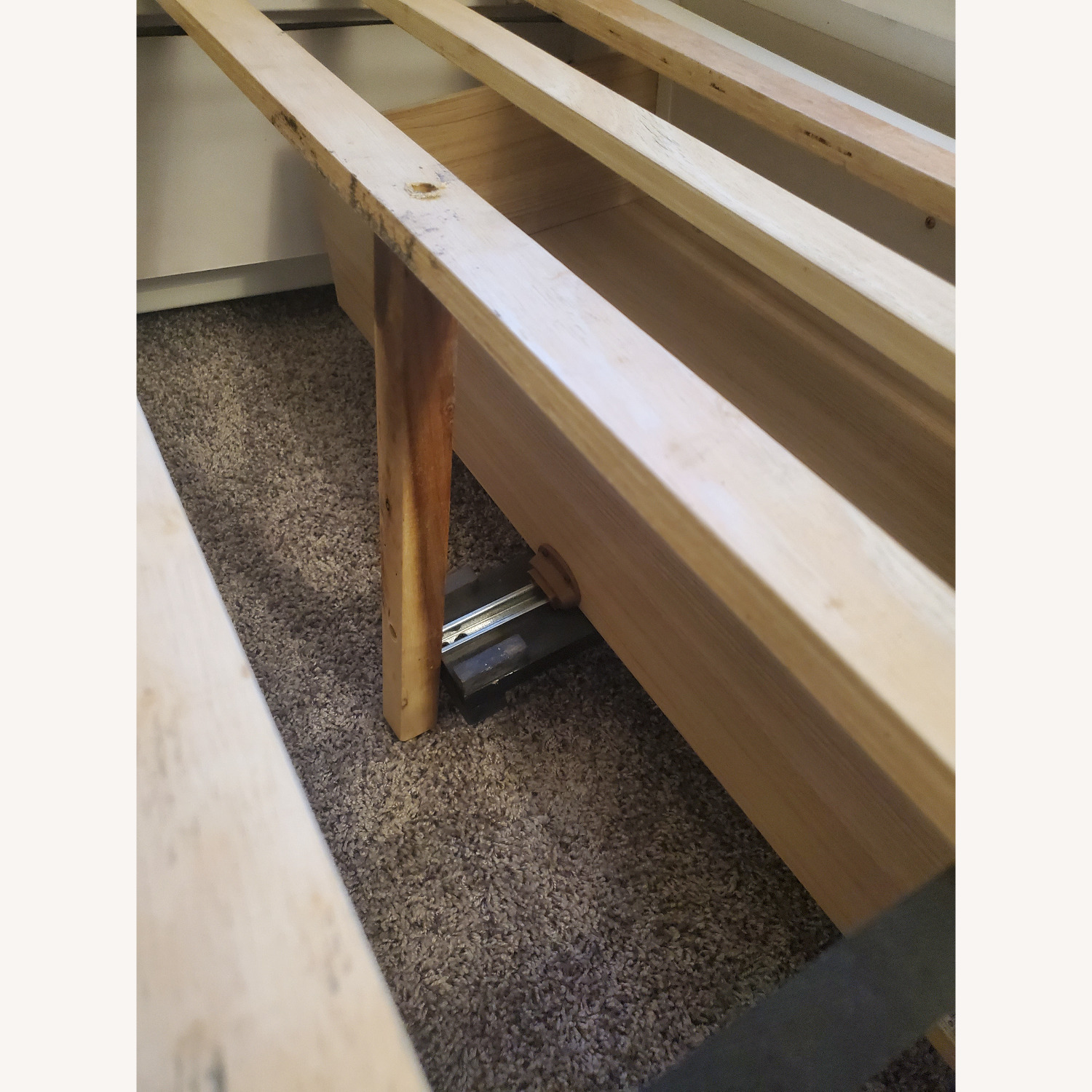 White Twin Bed Frame with Storage Drawer - image-5