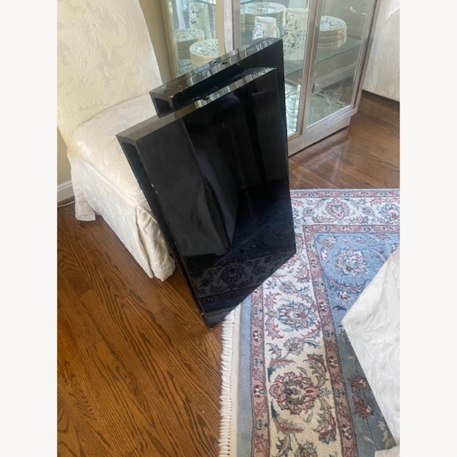 Roche Bobois Black Lacquer/ Brass Pedestal Table - image-5