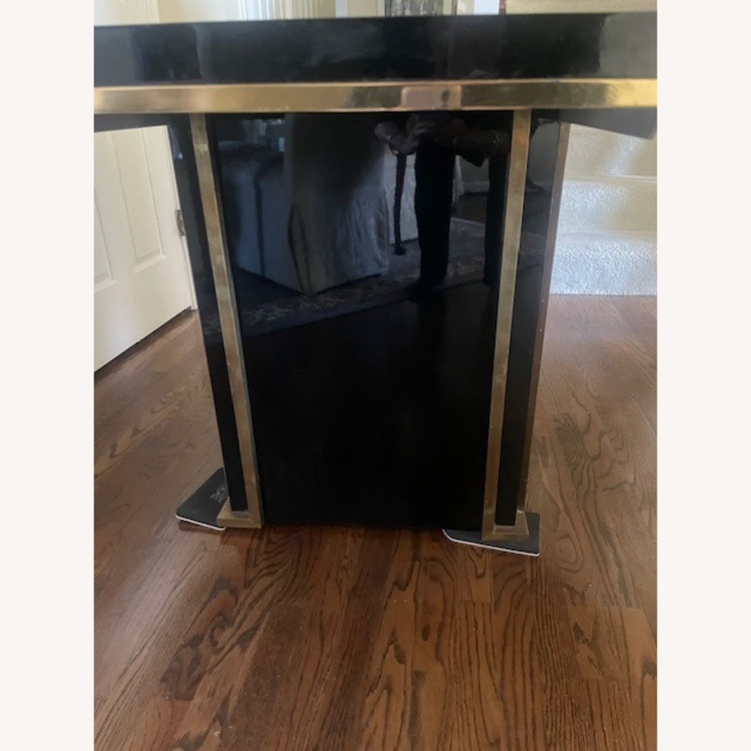 Roche Bobois Black Lacquer/ Brass Pedestal Table - image-3