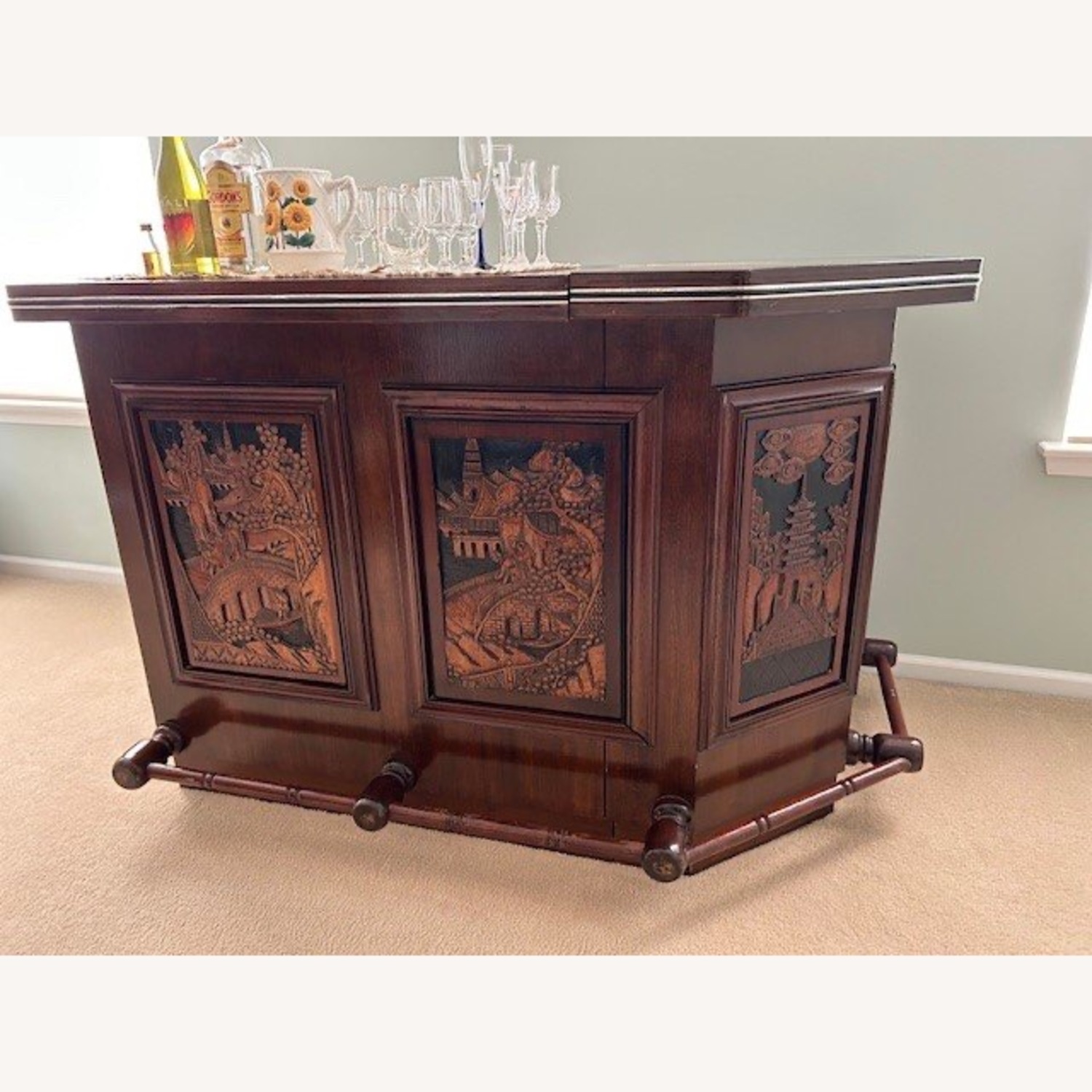 Antique Asian Rosewood Bar Cart  - image-2