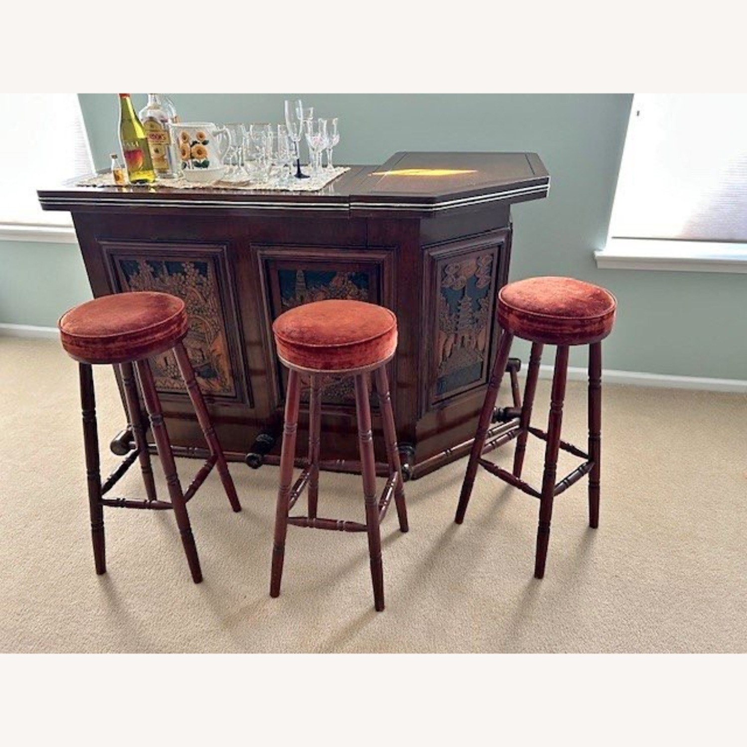 Antique Asian Rosewood Bar Cart  - image-1