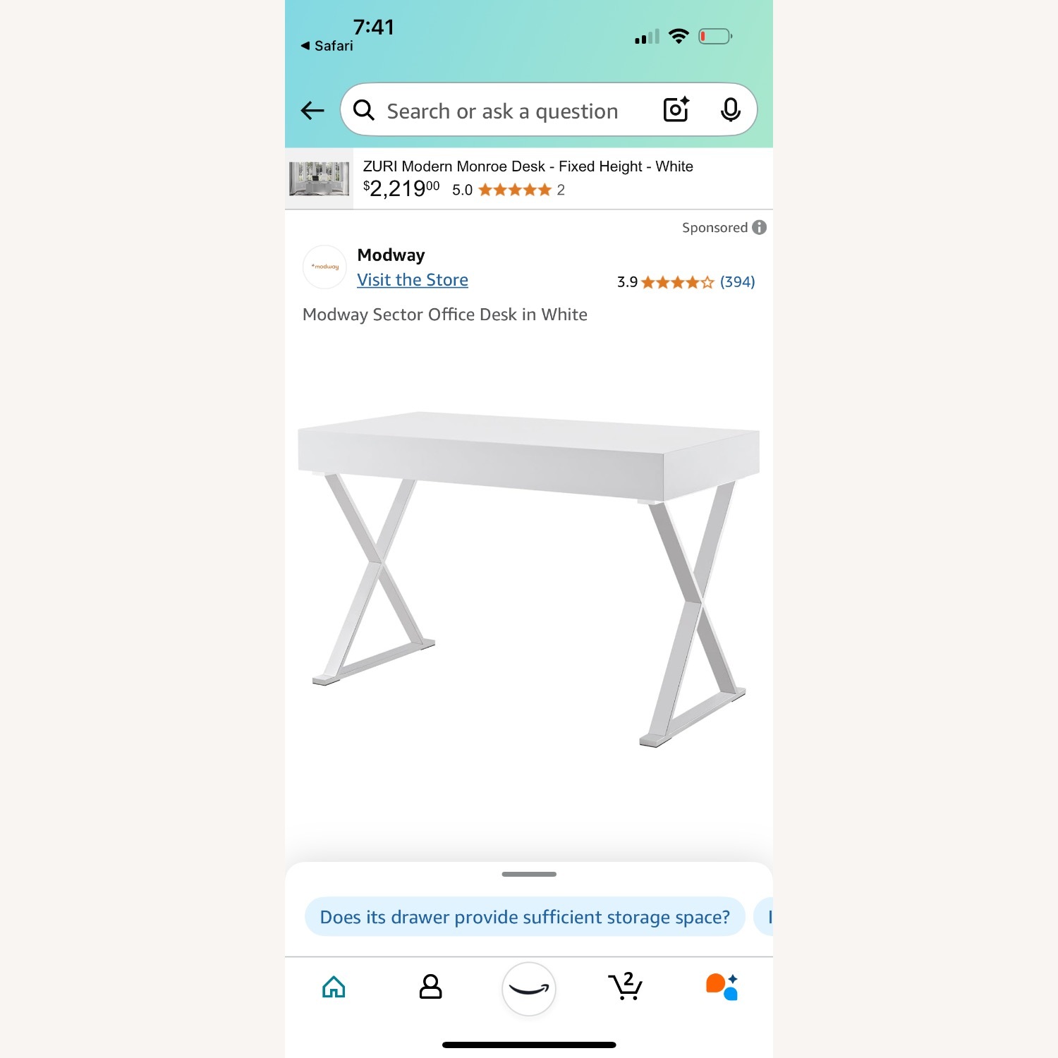 Sector Office Desk in White - image-2