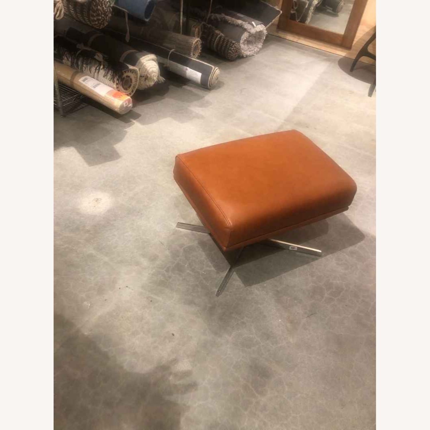West Elm Austin Leather Ottoman - image-5