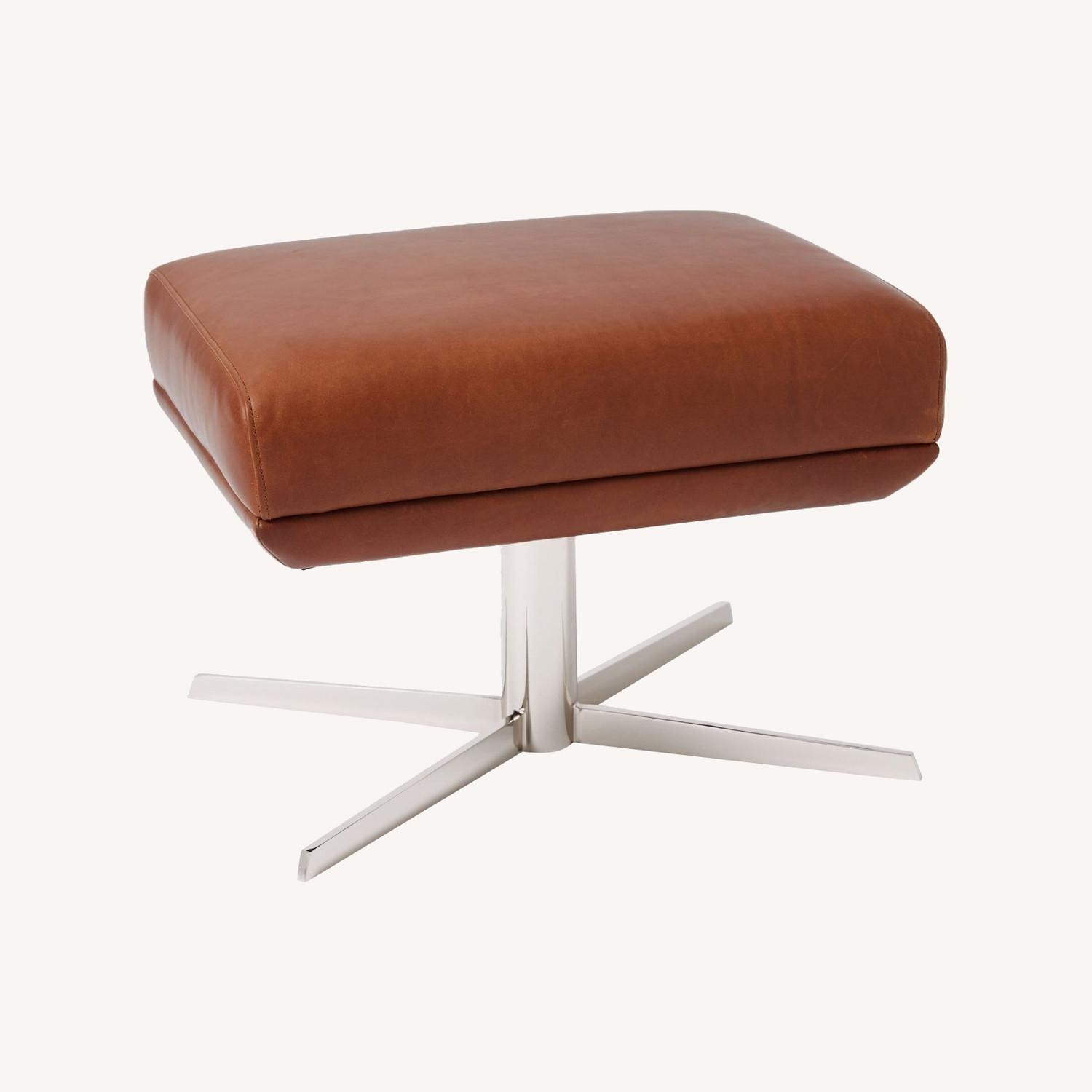 West Elm Austin Leather Ottoman - image-1