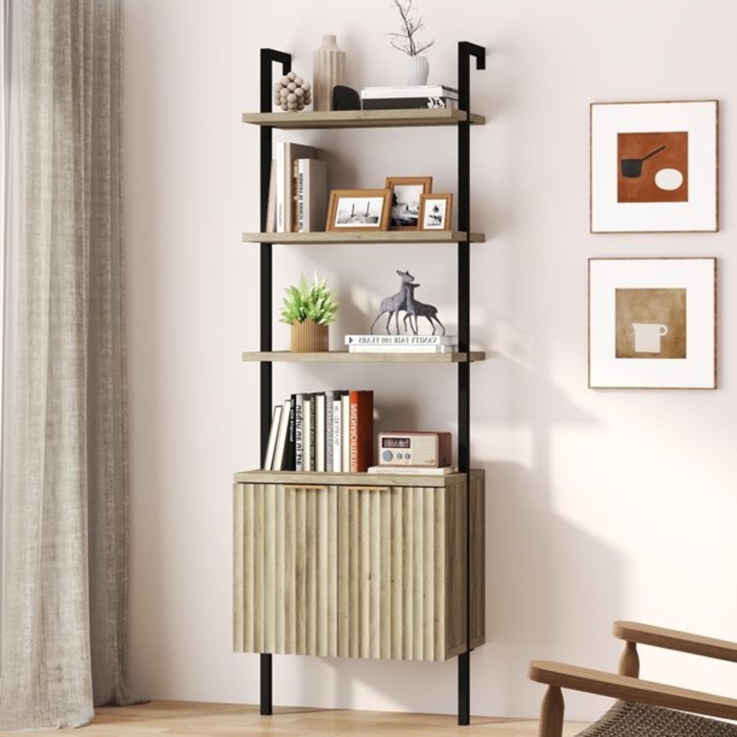 Natural Ladder Bookshelf - image-4