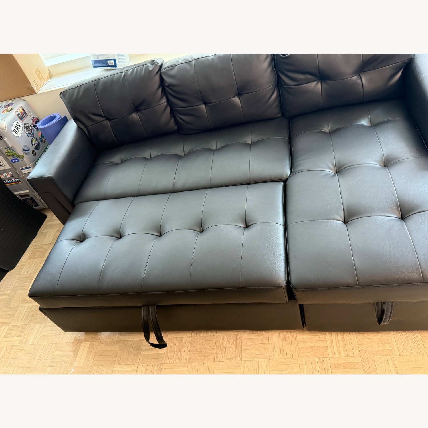 Fane Leather Couch 84" Air Leather Sleeper Sofa - image-4