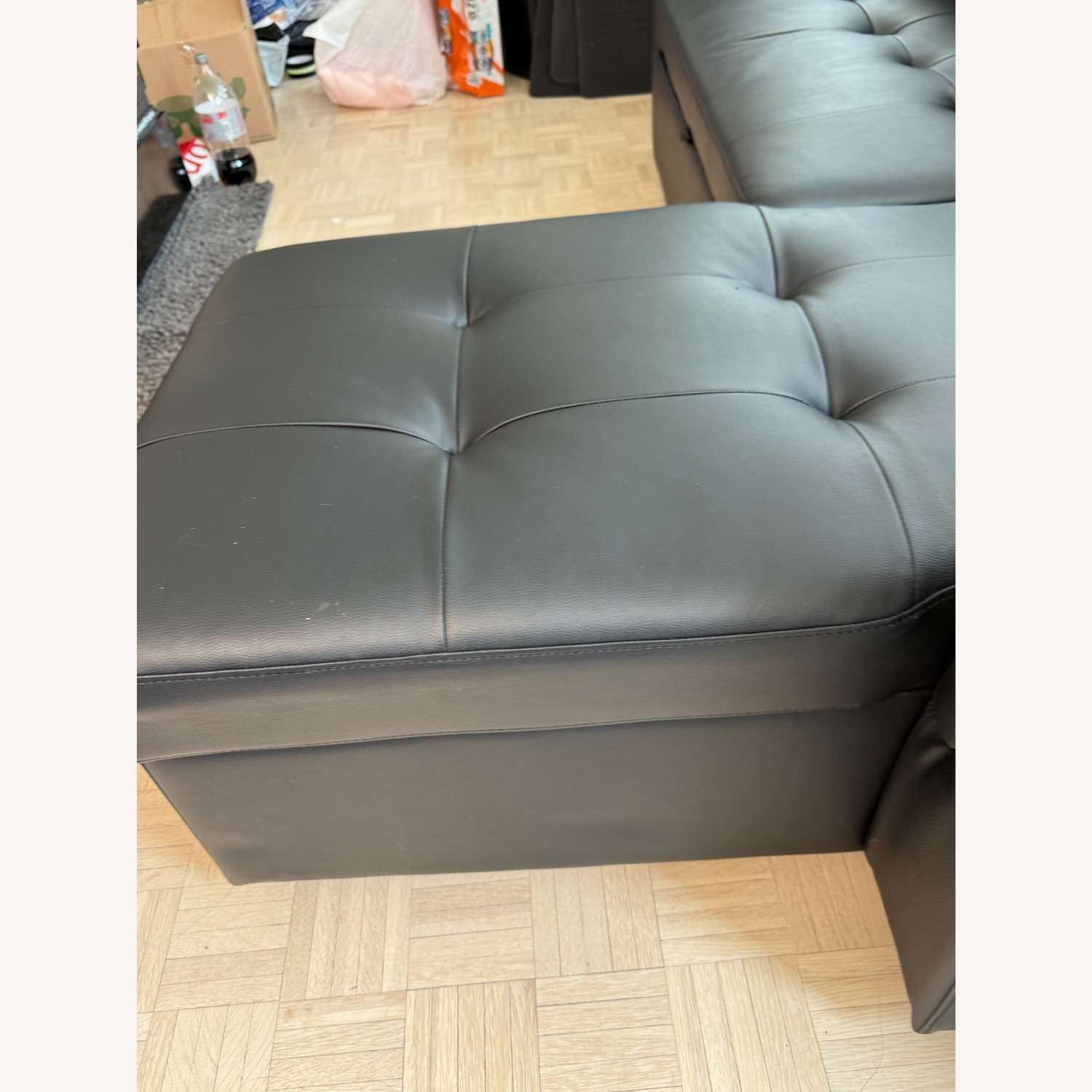 Fane Leather Couch 84" Air Leather Sleeper Sofa - image-1