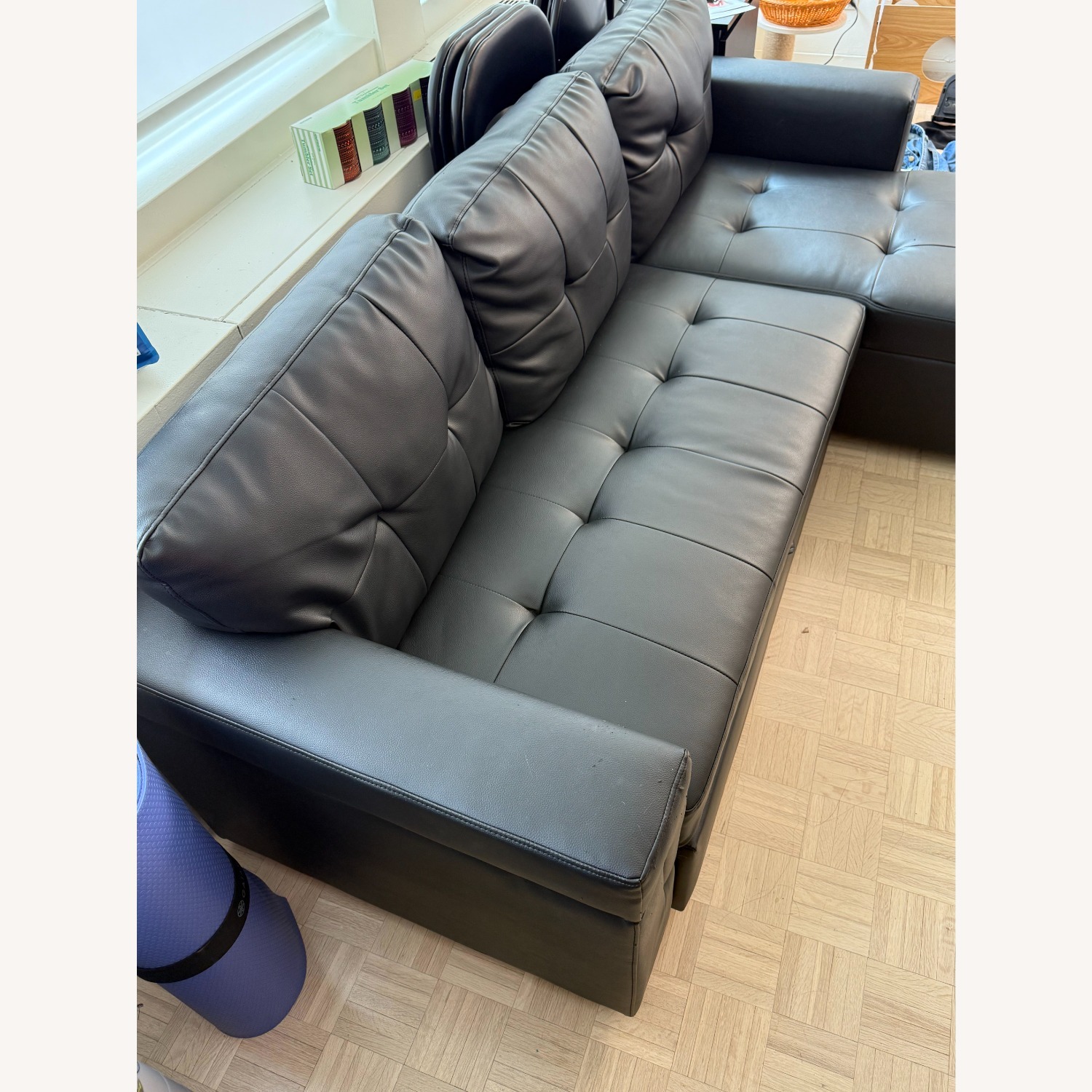 Fane Leather Couch 84" Air Leather Sleeper Sofa - image-3