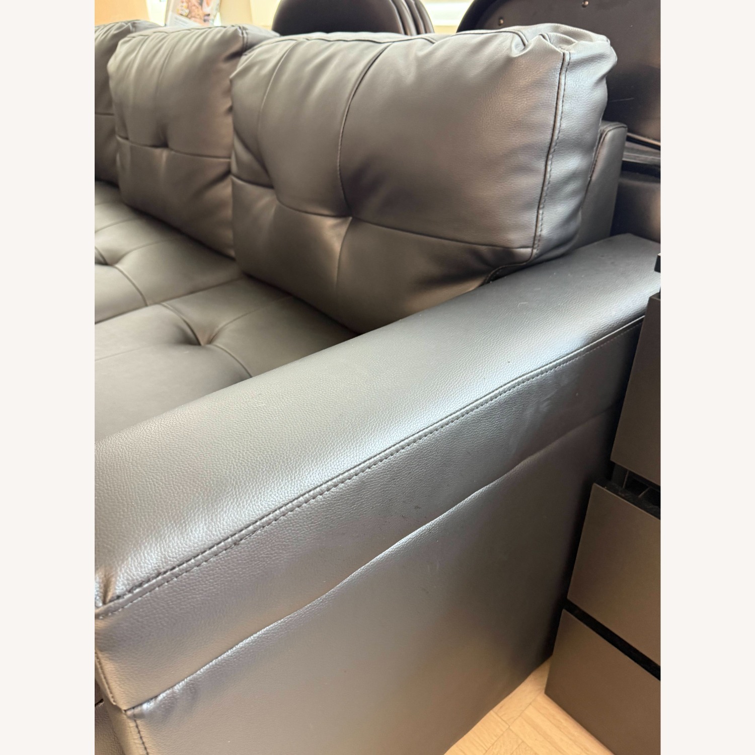 Fane Leather Couch 84" Air Leather Sleeper Sofa - image-8