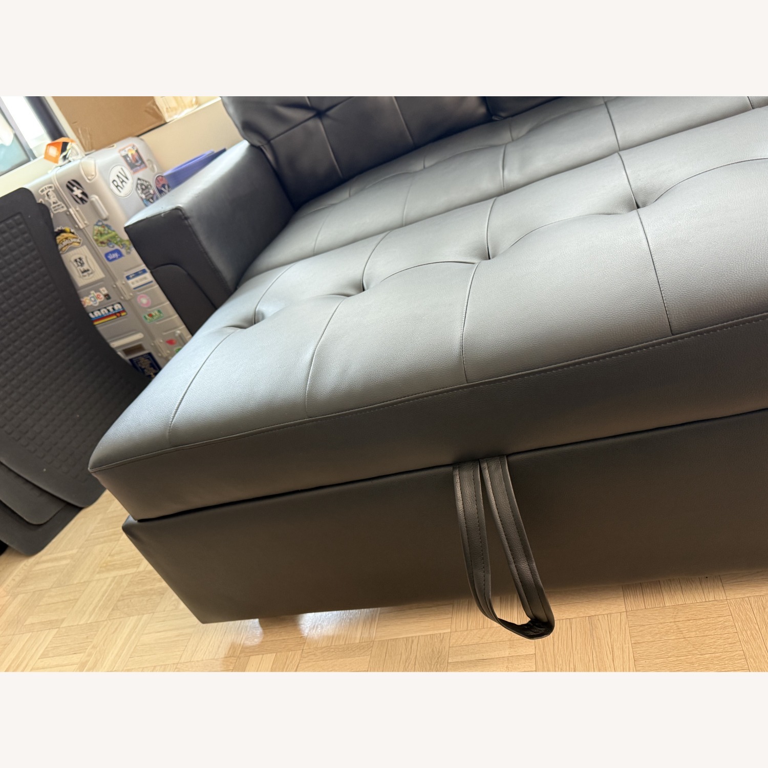 Fane Leather Couch 84" Air Leather Sleeper Sofa - image-12